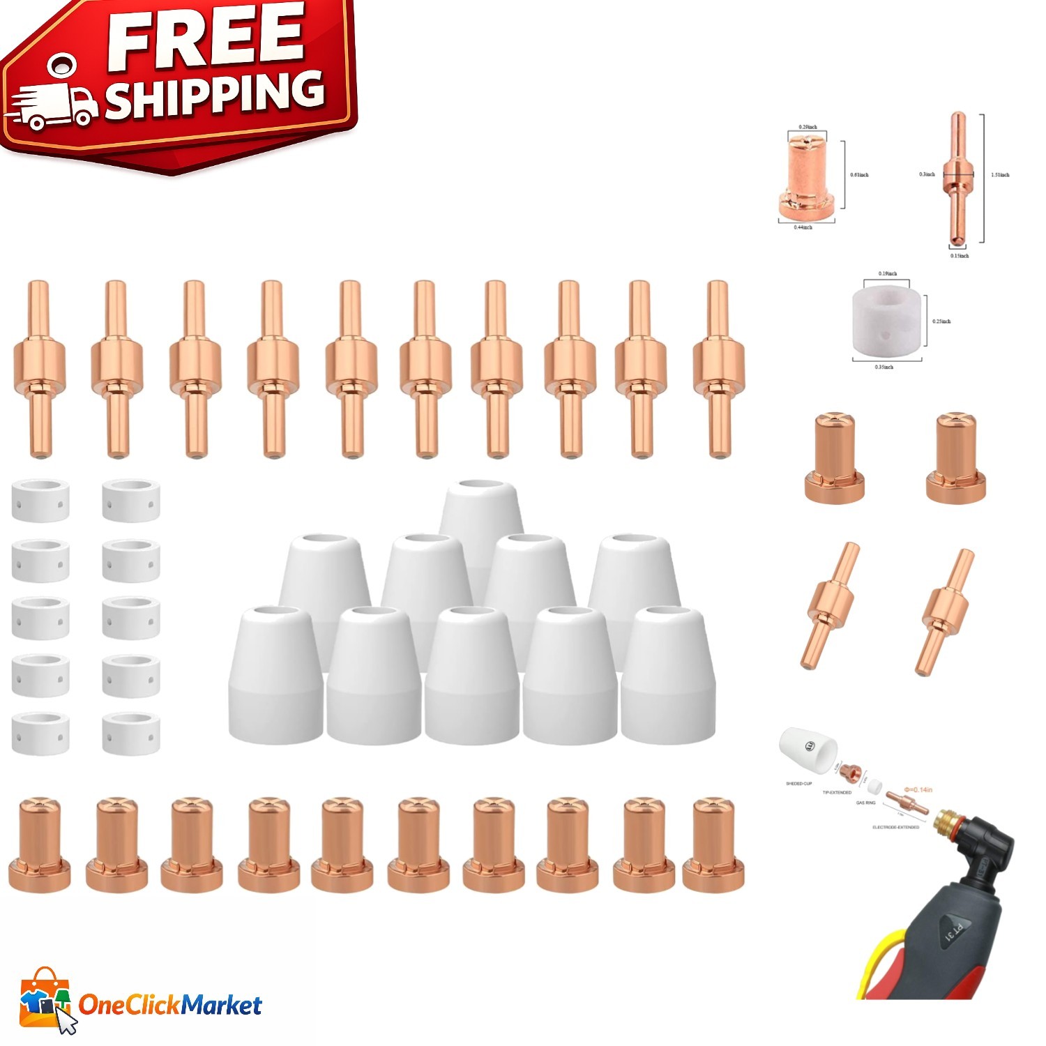 Comprehensive 40 PCS Plasma Cutters Nozzle and Electrode Kit - High-Performance