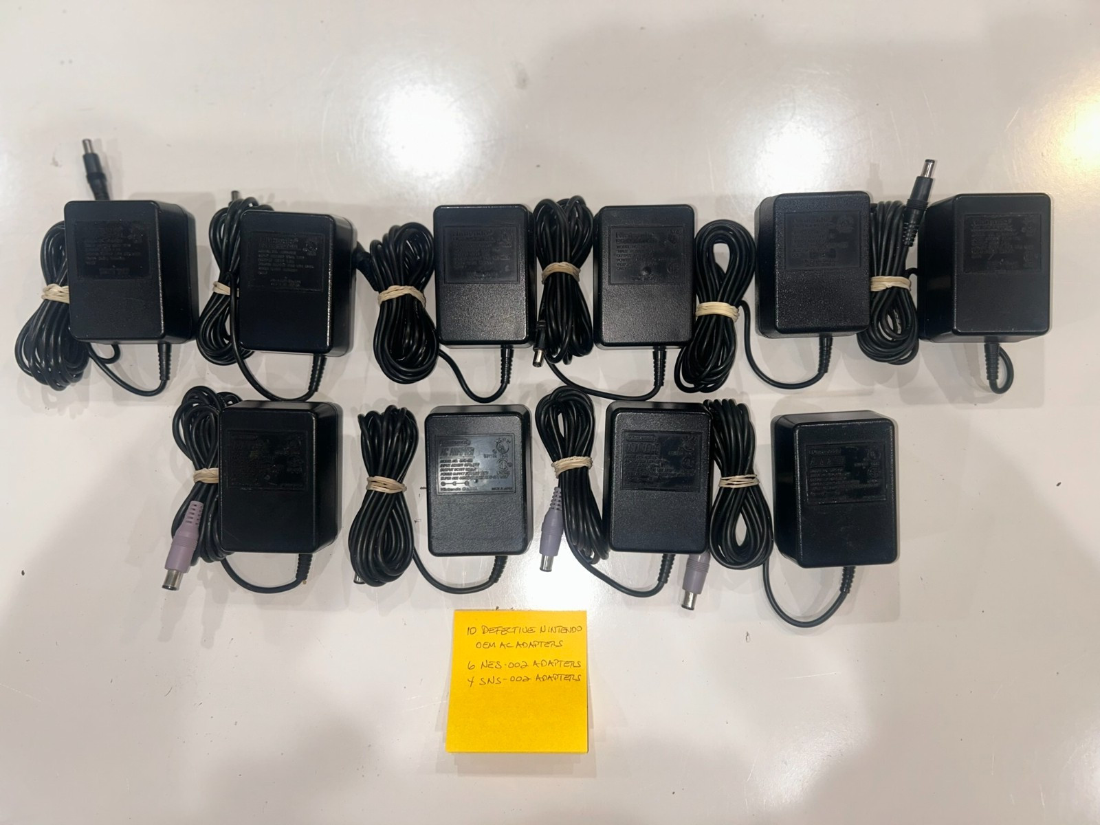 Lot of 10 Defective OEM AC Adapters (6 NES-002 + 4 SNS-002) AS-IS Parts / Repair