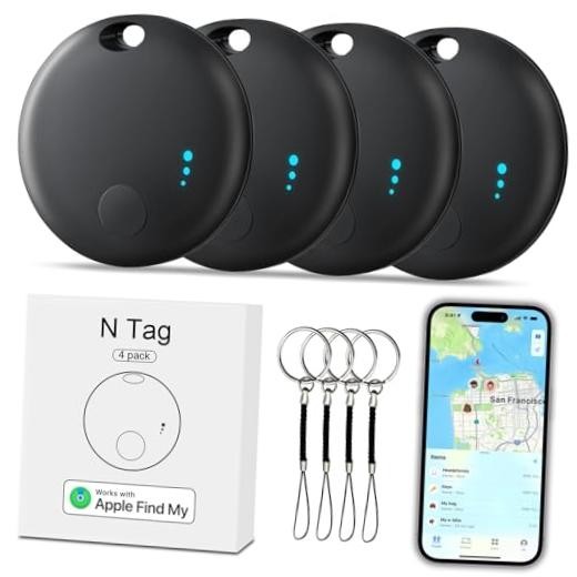 Tracker Tag 4 Packs Bluetooth Tracker, Smart Tag Locator Tracking 4 PACK Black