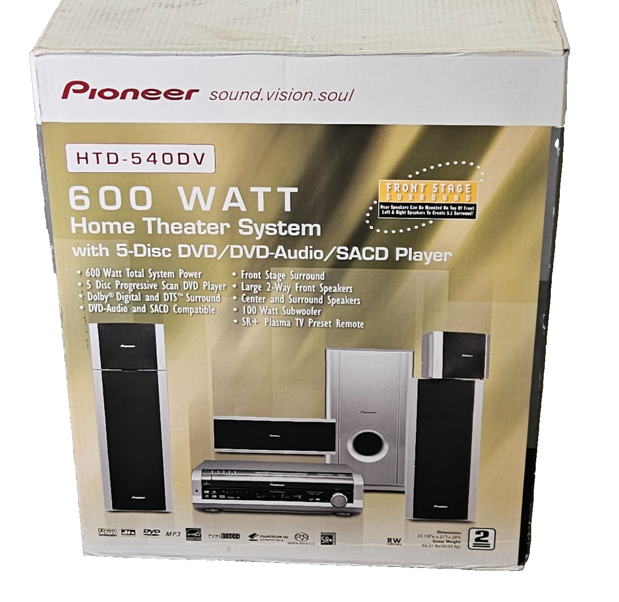 Pioneer HTD-540DV Home Theater 5-Disc DVD/CD 600 WATT Theater System NEW SEALED!