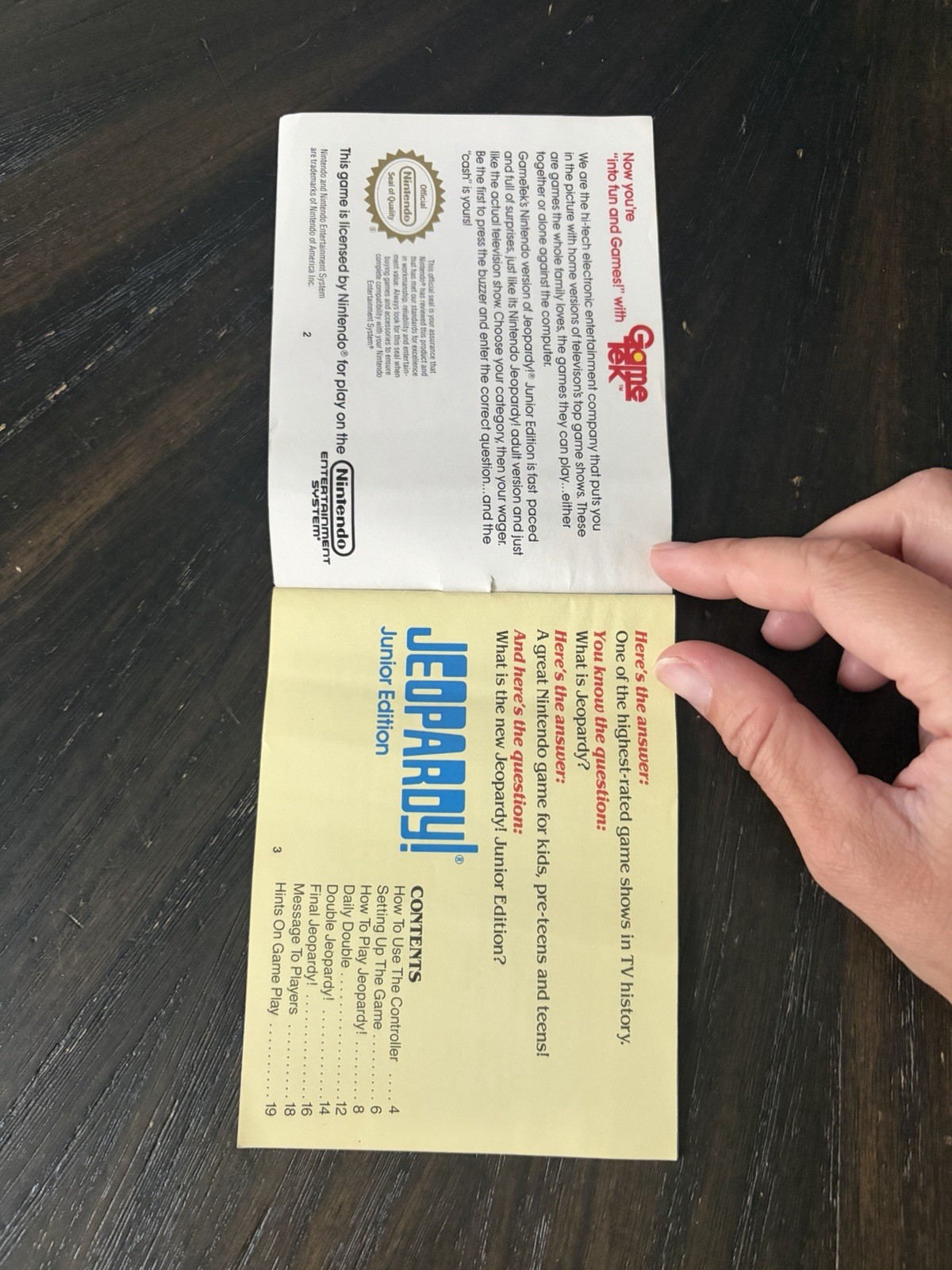 Nintendo NES Manual Only Jeopardy Junior Edition