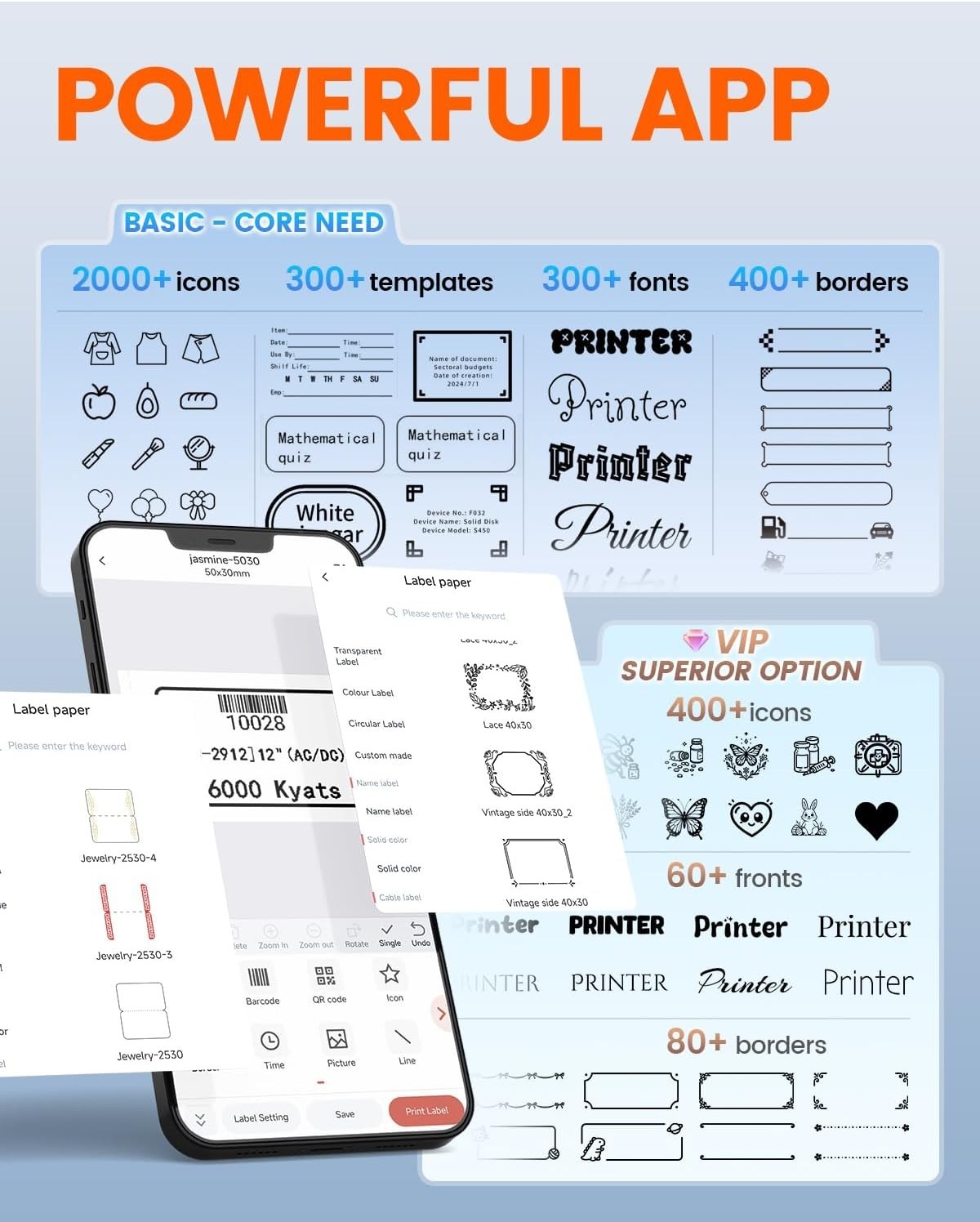 Versatile M100 Bluetooth Label Printer - 2000 Icons, Fast Thermal Printing