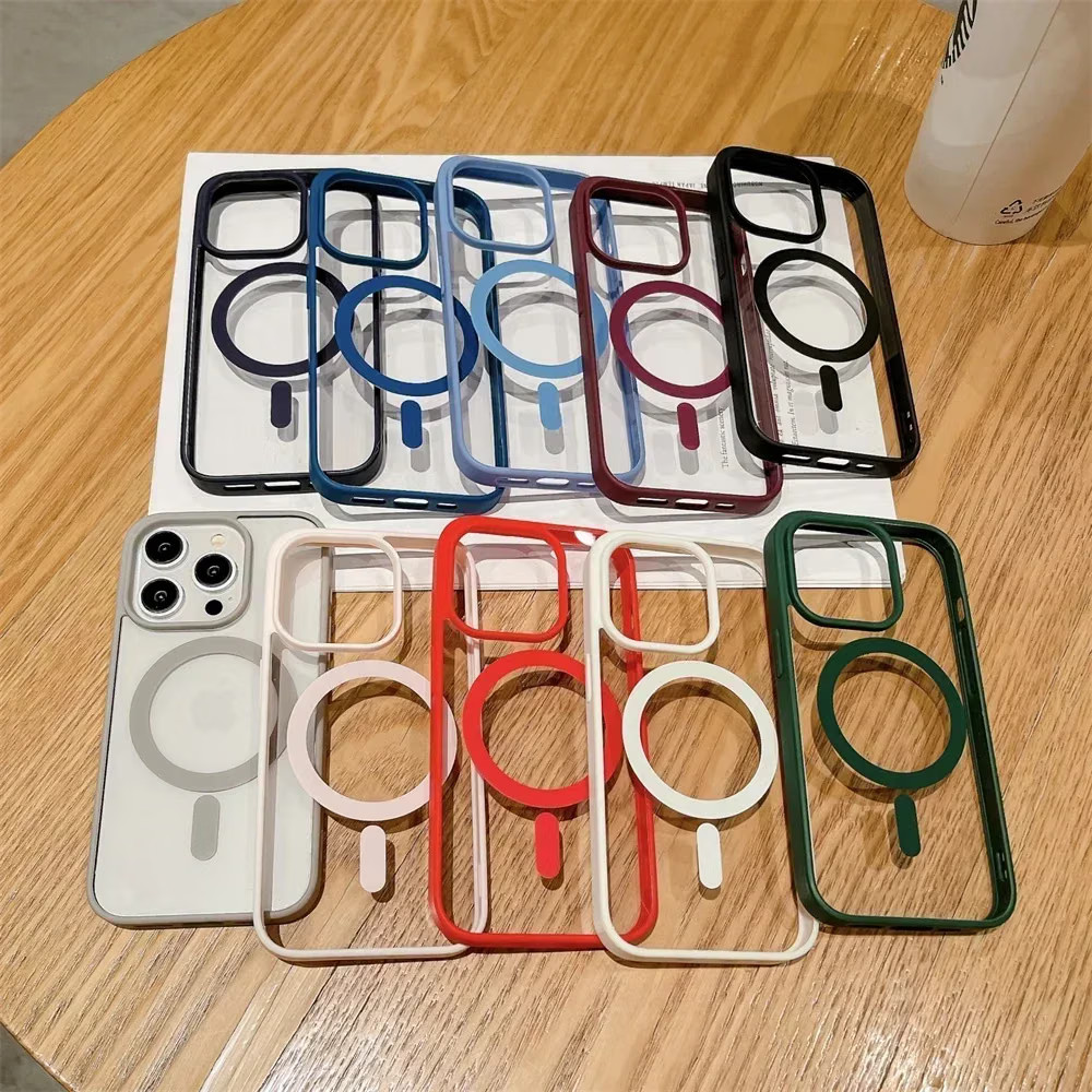 Color: Dark Blue, Material: PU - Luxury Shockproof Magsafe Wireless Charge Case
