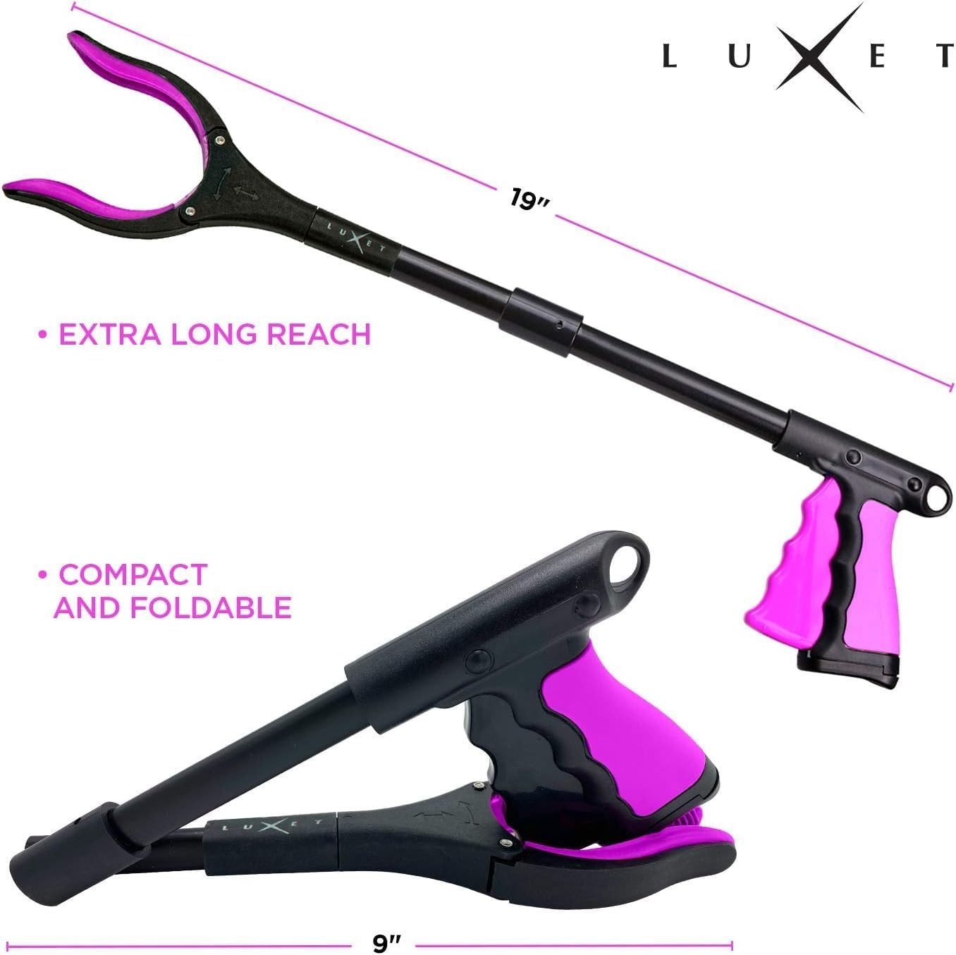 Grabber Reacher Tool - 2 Pack - Latest Version Long 19/32 Inch Foldable Pick ...