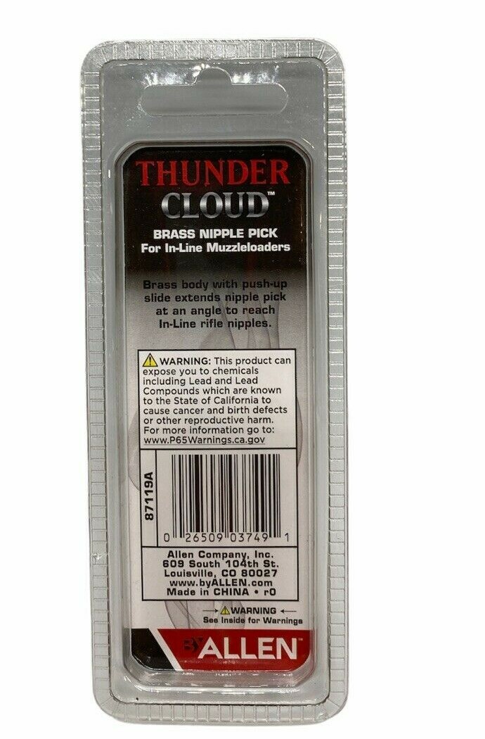 New Allen Thunder Cloud Muzzleloader Brass Nipple Pick 87119A Hunting Shooting