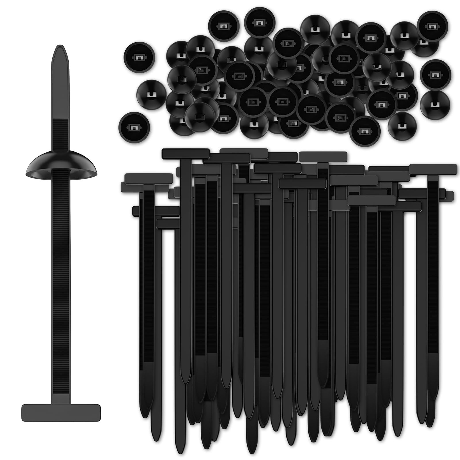 100pcs Nylon Universal Cable Tie Buckle, Heavy Duty Self Locking Nylon Zip Ti...