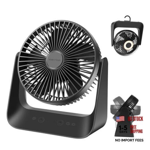 5000mAh Small Desk Fan 6-Inch, Portable Desktop Fan with Intelligent M BK