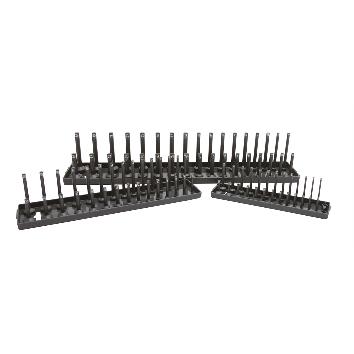 K-Tool 72475 3-pc Metric Socket Holder Set, Gray