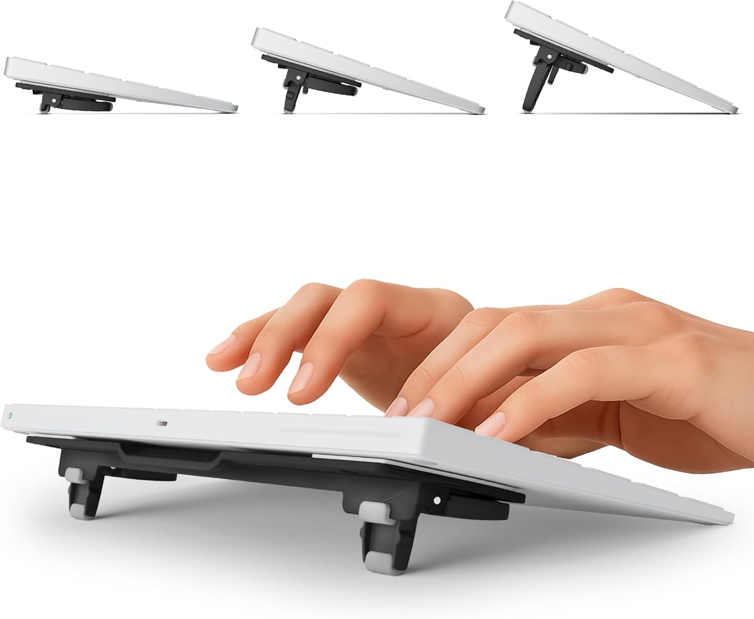Flip Keyboard Stand for Desk, Compact Tilting Riser with Adjustable Angles