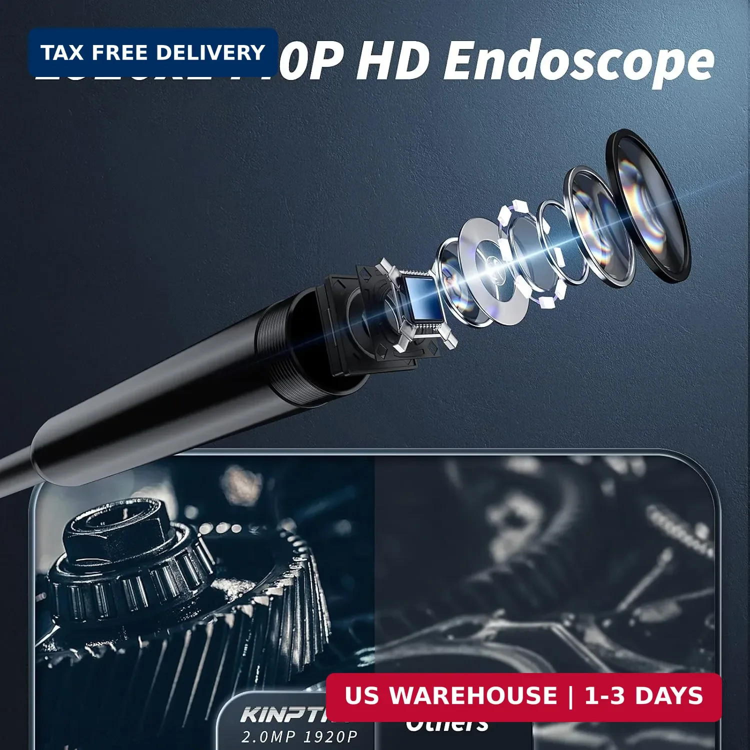 Endoscope Camera with Light,1920P HD Borescope Tools with 8 Adjustable L
