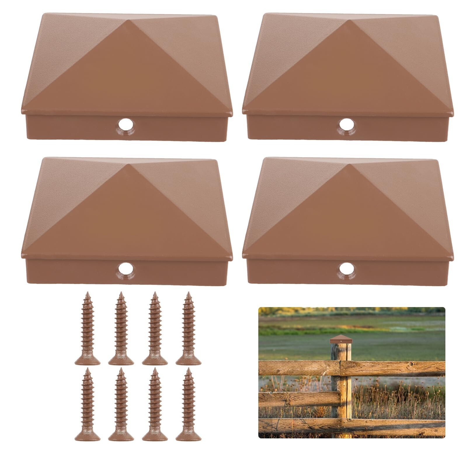 4 Pack 4x4 Aluminum Pyramid Post Caps Cover for 4x4 Nominal Wood Post (Actual...