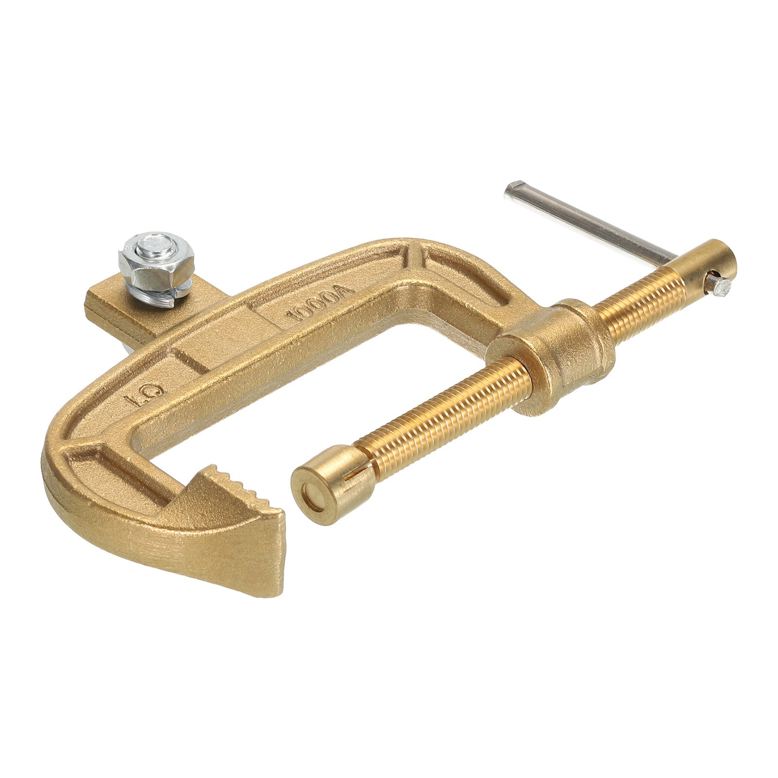 1000A Brass G-shape Ground Welding Earth C-Clamp T-Handle Clamping Range 73mm