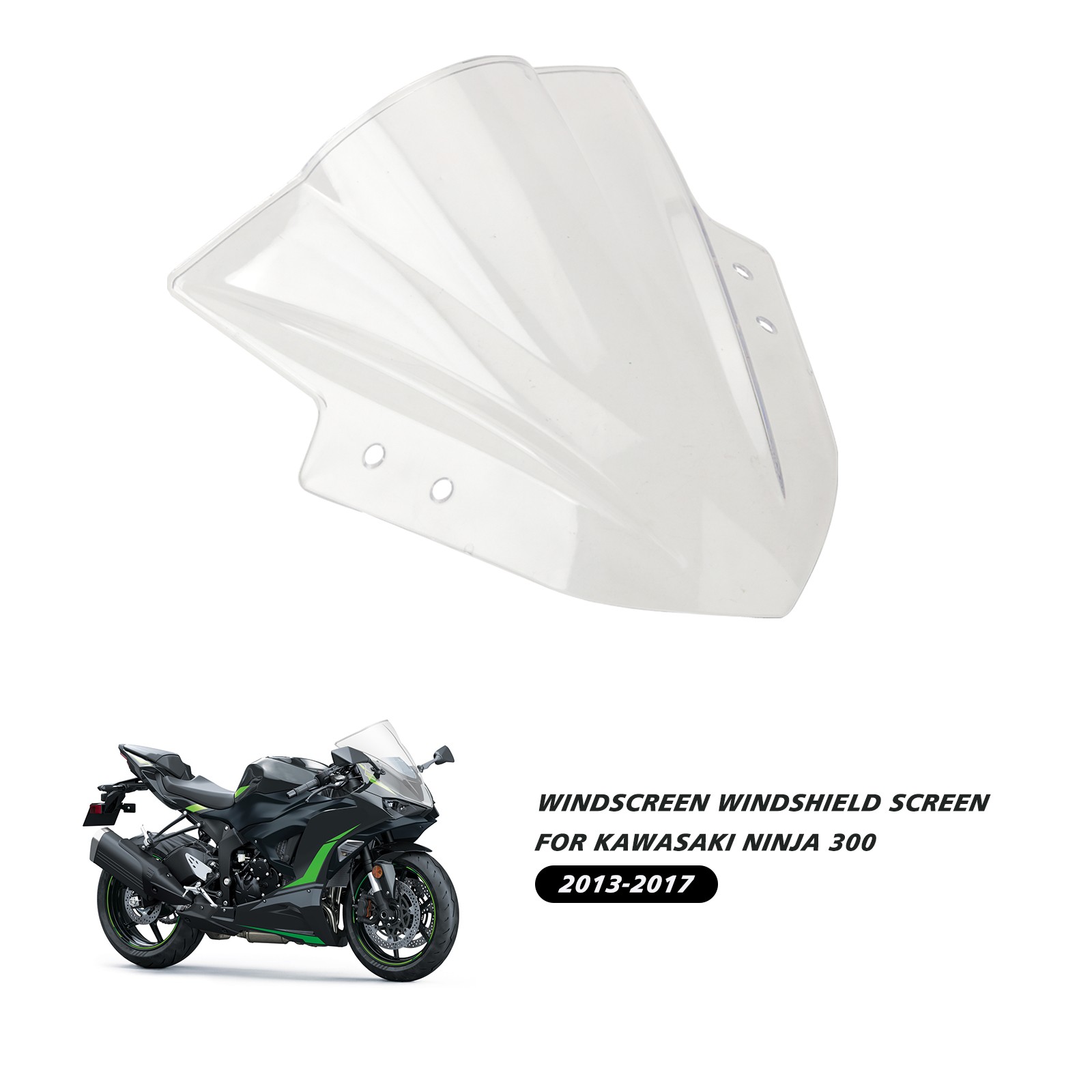 For Kawasaki Ninja 300 2013-2018 Windshield Clear Double Bubble ABS Windscreen