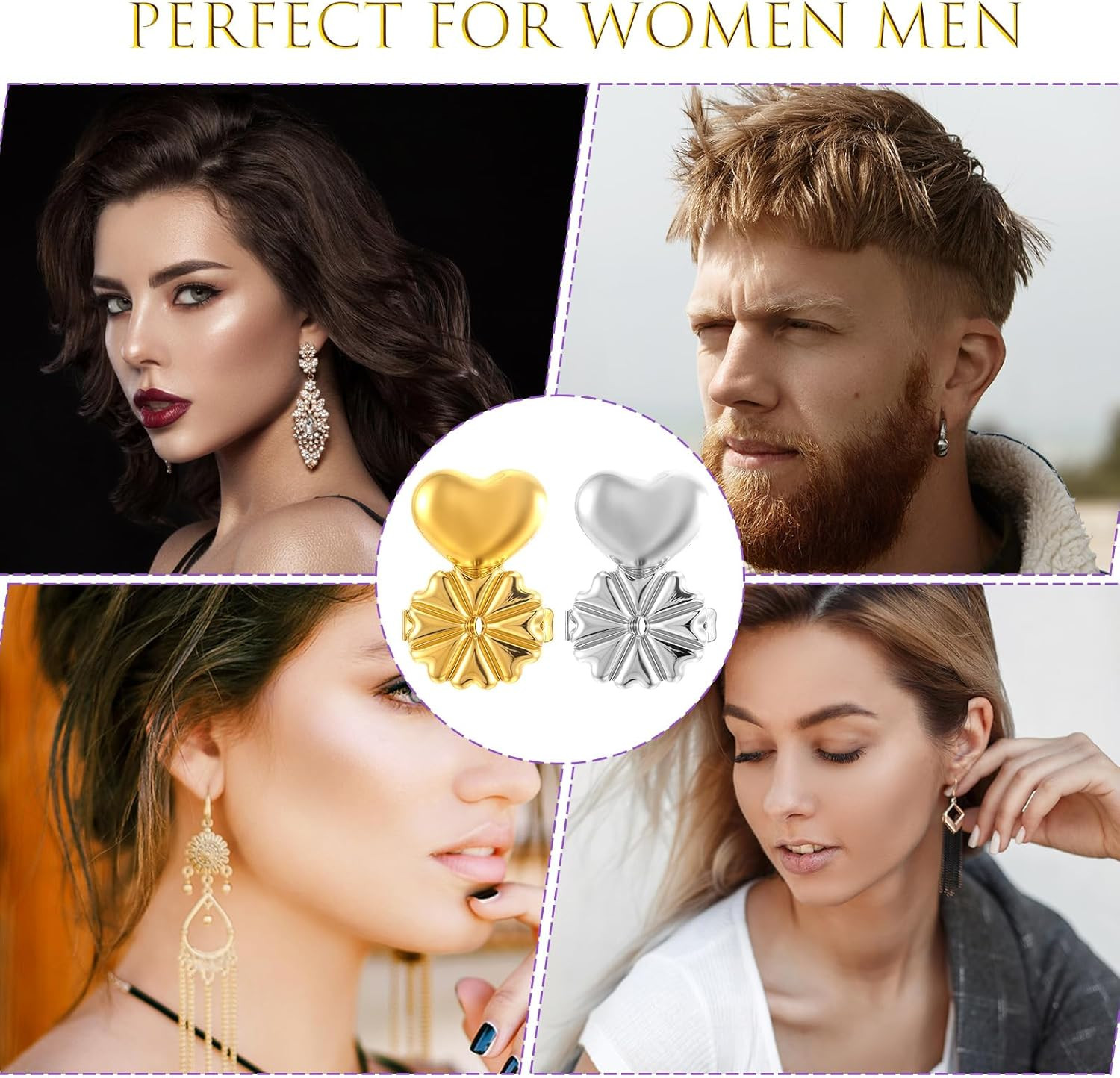 4 Pairs Earring Backs for Droopy Ears, Earring Lifter for Heavy Support Backs L