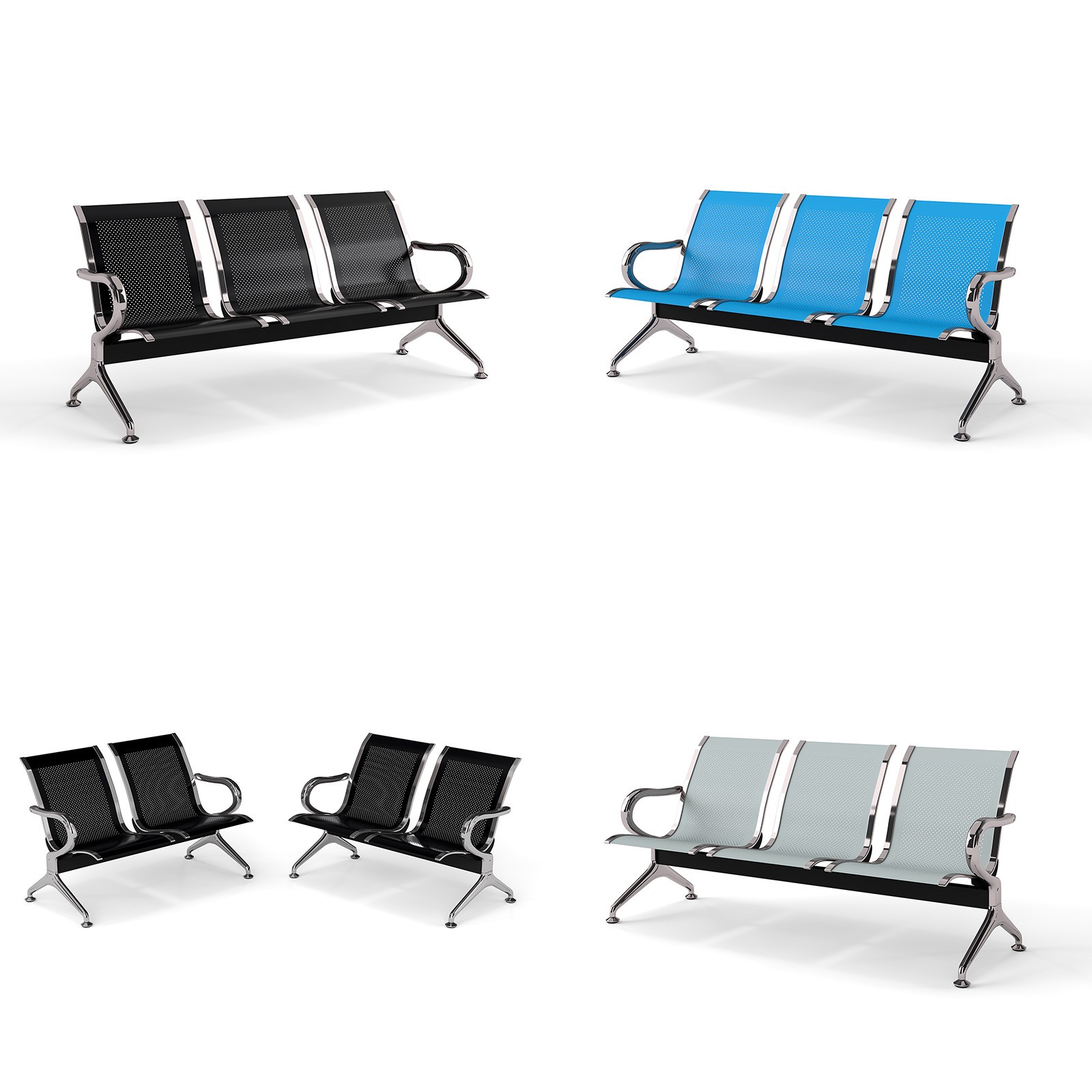 Waiting Room Chairs - 3 Seat Office Guest Reception Chairs for Bank, Hospital