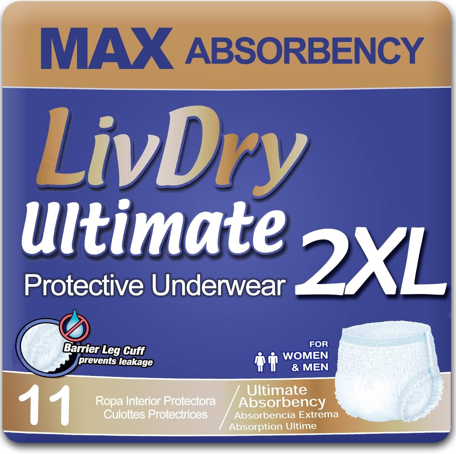 LivDry Ultimate XXL Adult Incontinence Underwear XX-Large -11 Ct