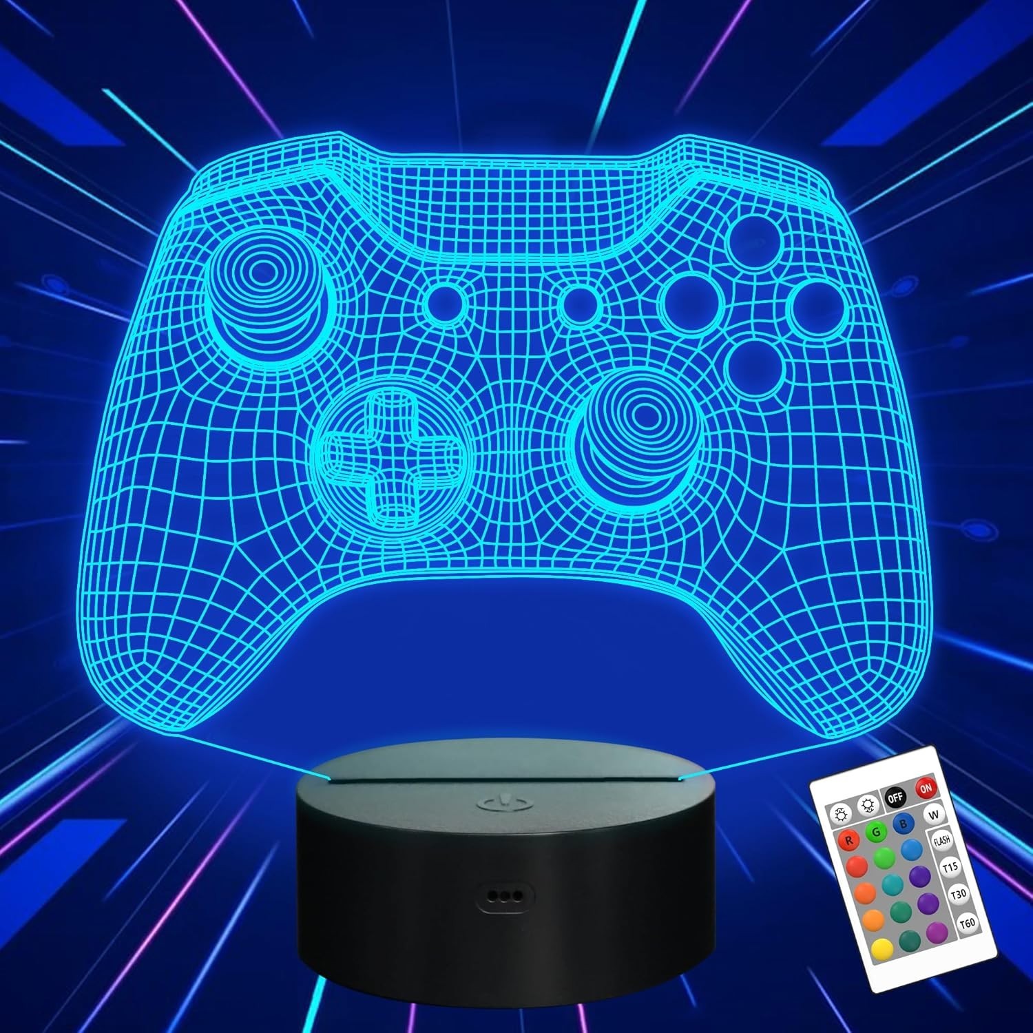 Attivolife Gamepad 3D Illusion Lamp, Controller Night Light 16.25 cm, Game3