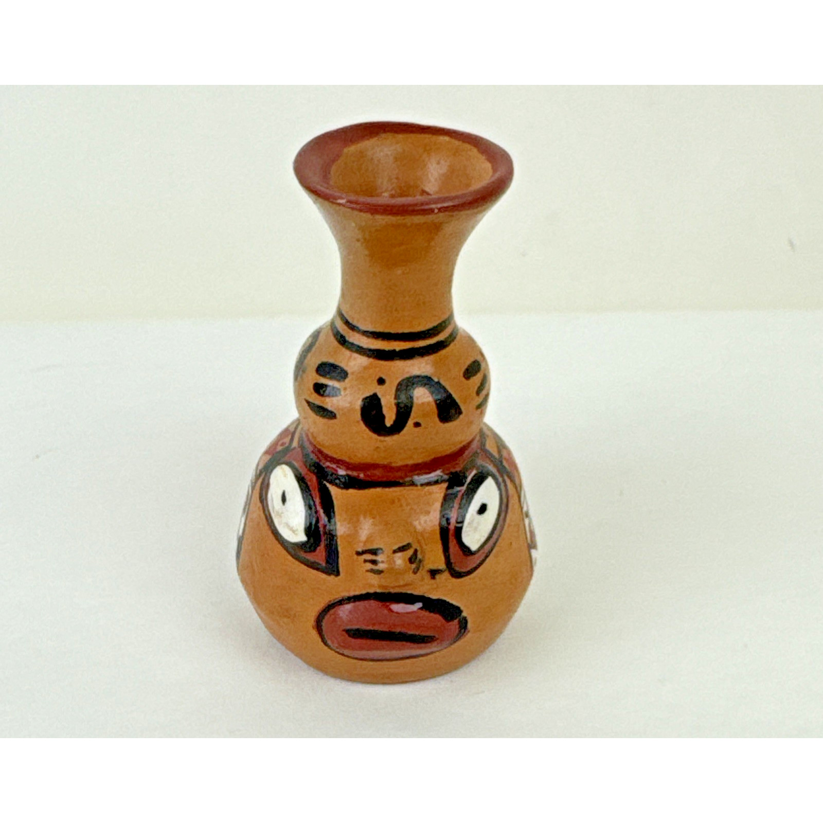 Miniature Clay Jug painted Face small terracotta