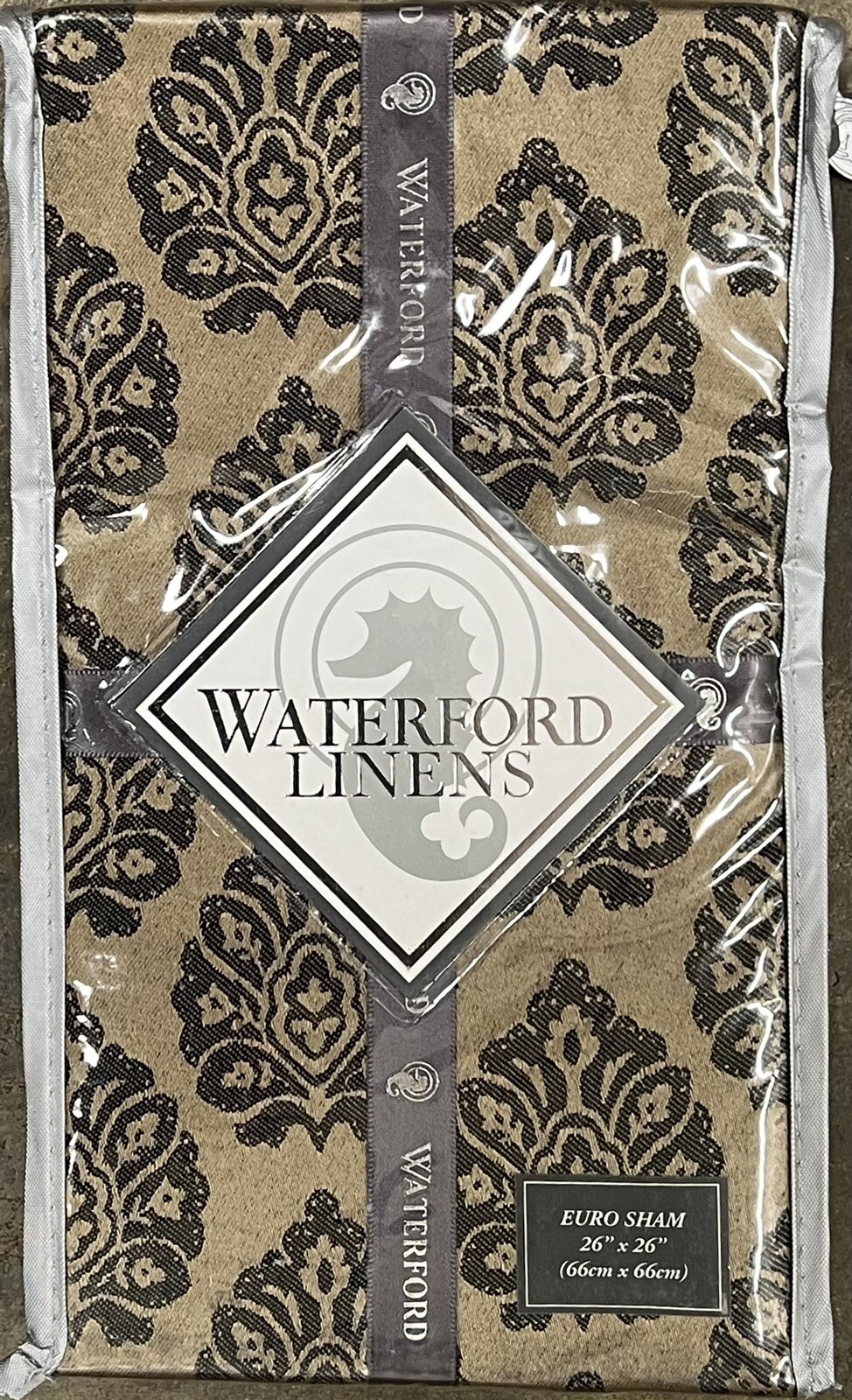 Waterford Bannon Gold Black Brocade Euro Sham Pillow Sham