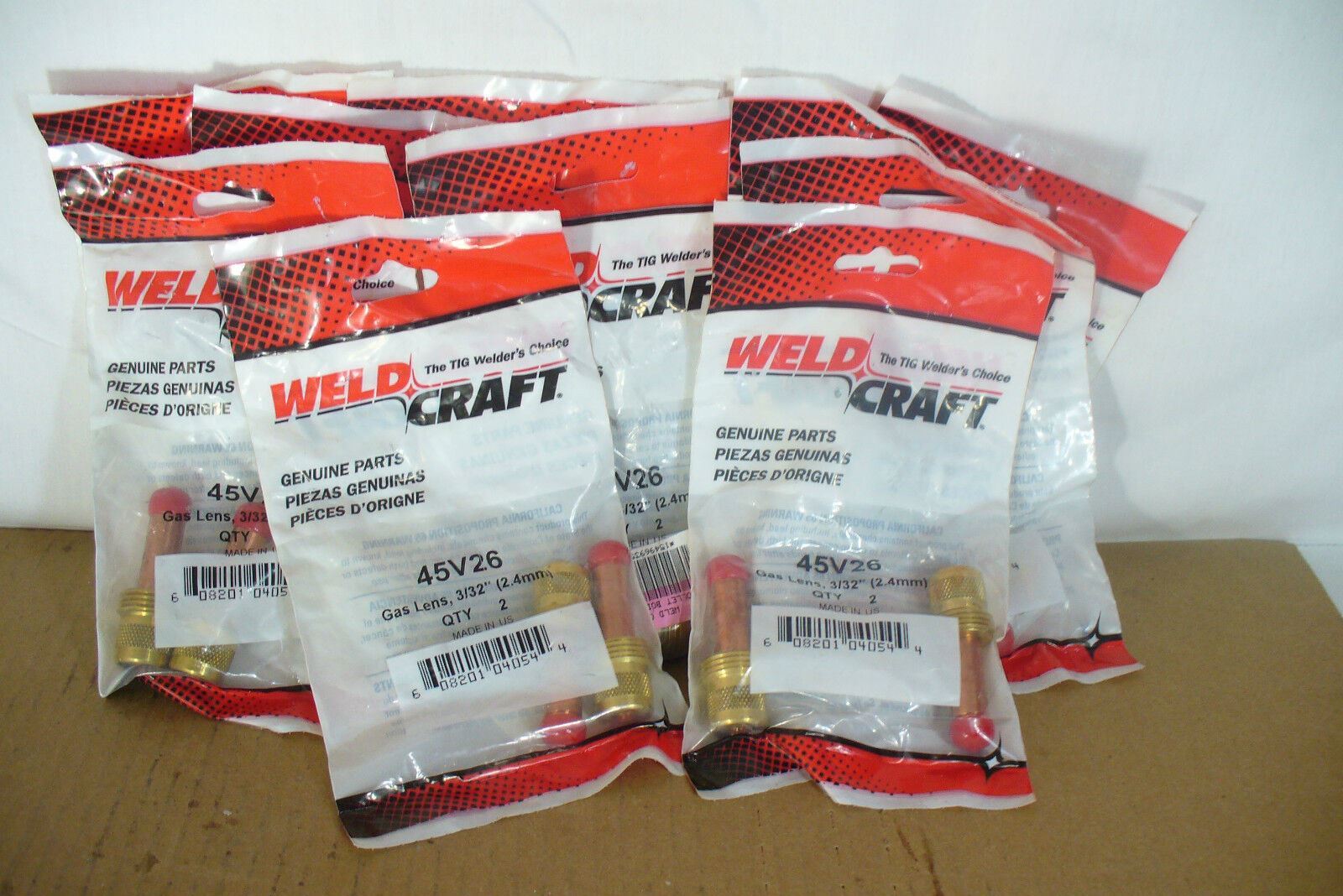 (2 Pcs) WeldCraft 45V26 Gas Lens Collet Bdy 3/32, 2.4mm ( 1  Bag /2 Pcs)