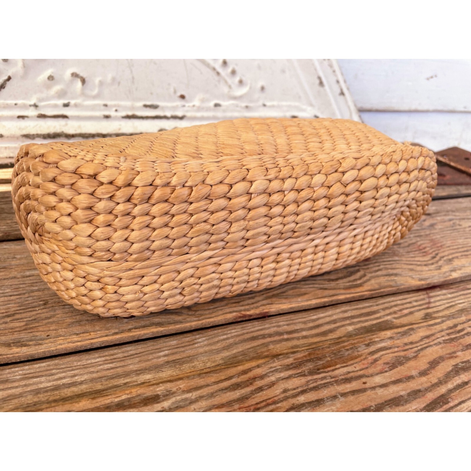 Vintage 1970s Woven Grass Shoe Planter Boho