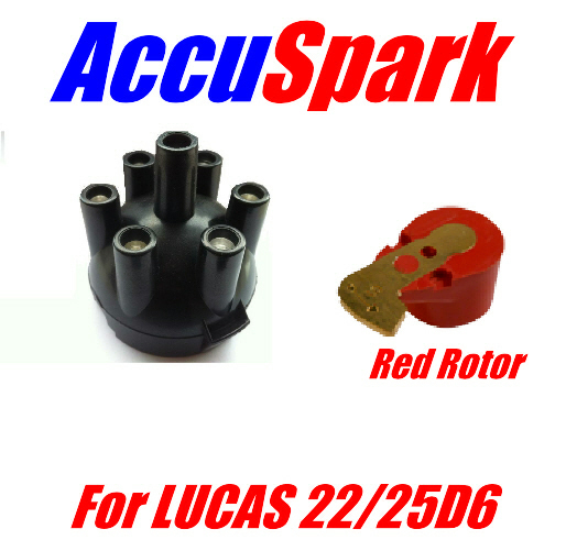 Distributor cap 6cyl Lucas 22/25D6 + Red Rotor + 2 x Points and Condensers + LTW