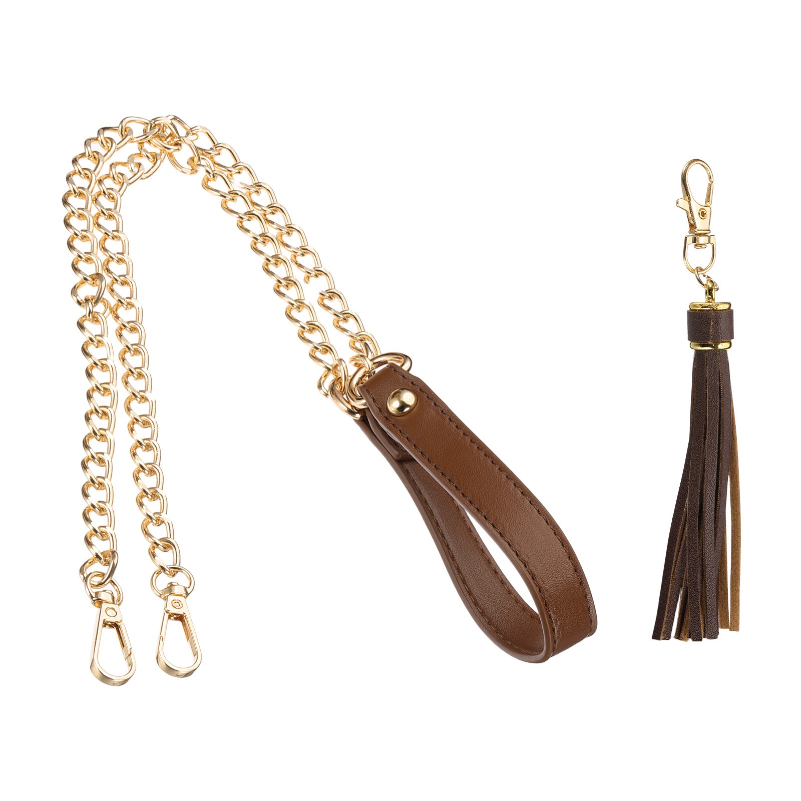 39 Inch Purse Chain Strap Purse Strap Replacement with Tassel, Coffee/Gold