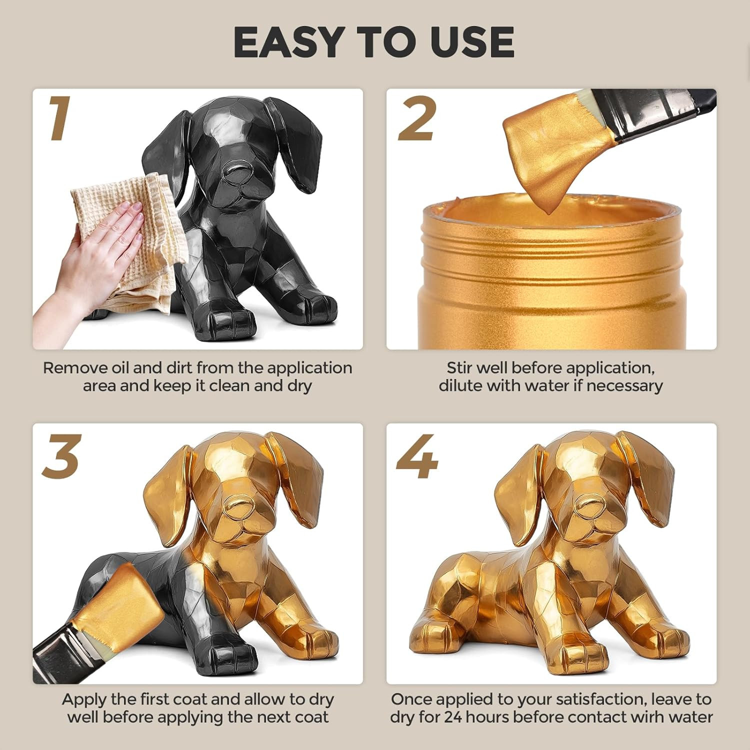 Nicpro Metallic Gold Acrylic Paint, 8.45Oz/250Ml Large Gold Leaf Paint, Non Toxi