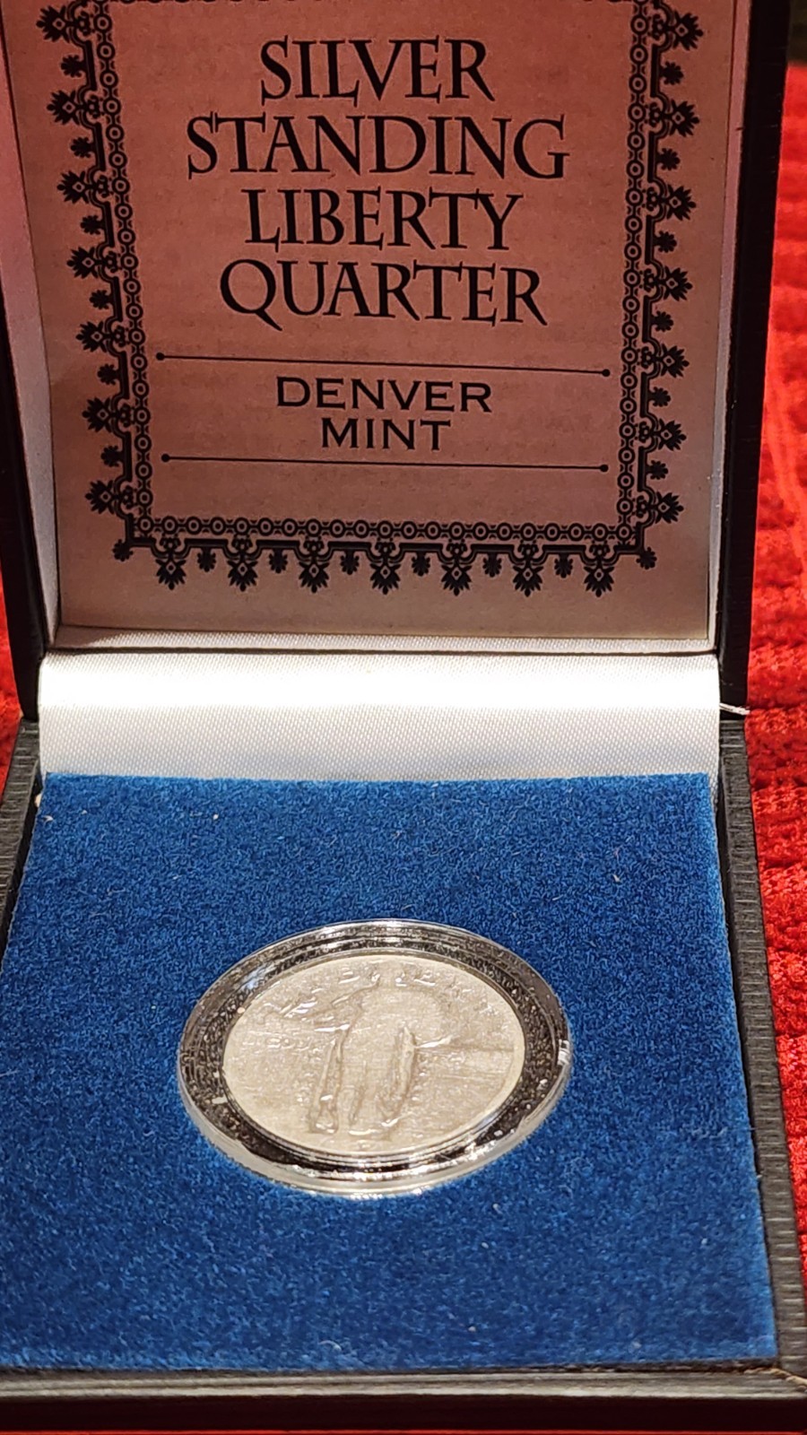 1927-D standing Liberty Quarter. Denver Mint In collectable Case WORN Date