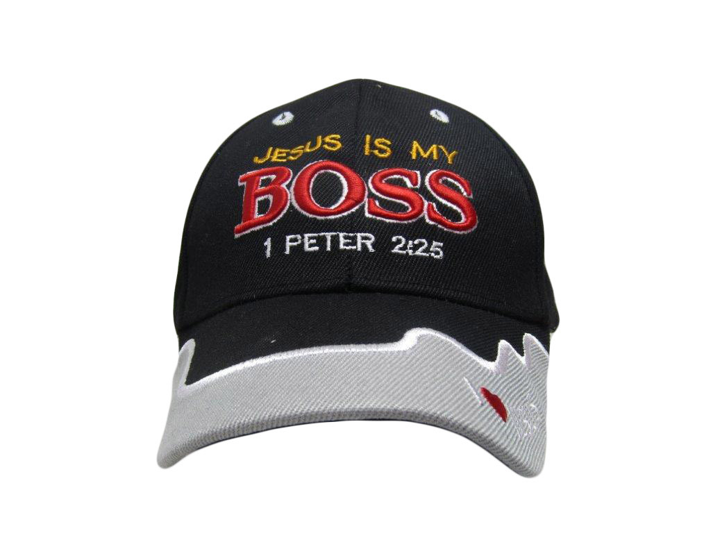 Jesus Is My Boss BLACK Embroidered Hat Cap Unisex Adjustable One Size Fits All