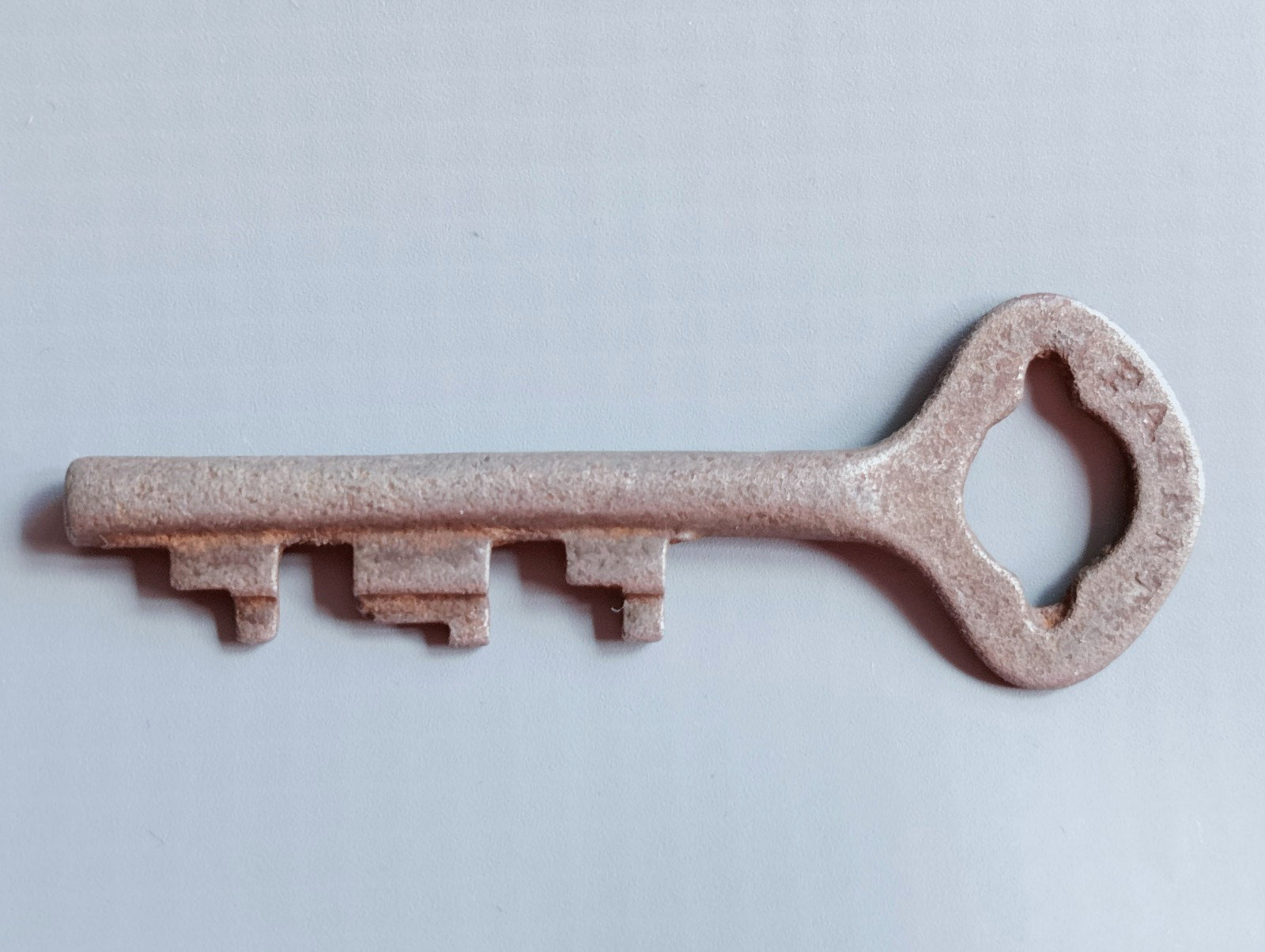 Antique Vintage Key Interesting Bow Hollow Barrel Stamped Patent