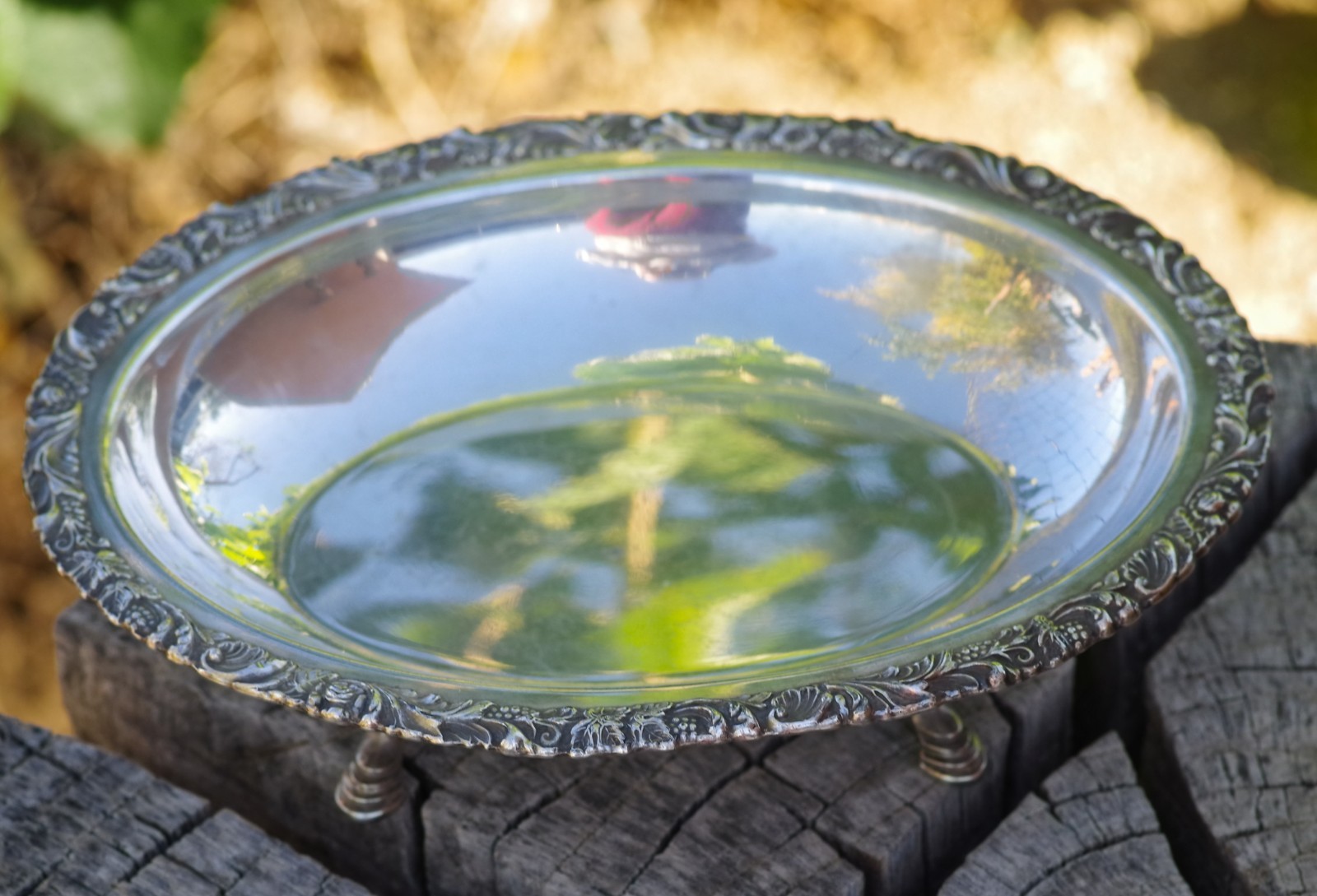 VINTAGE Reed & Barton Silver Plate Oval Dish Classic Rose Made in USA 1950's