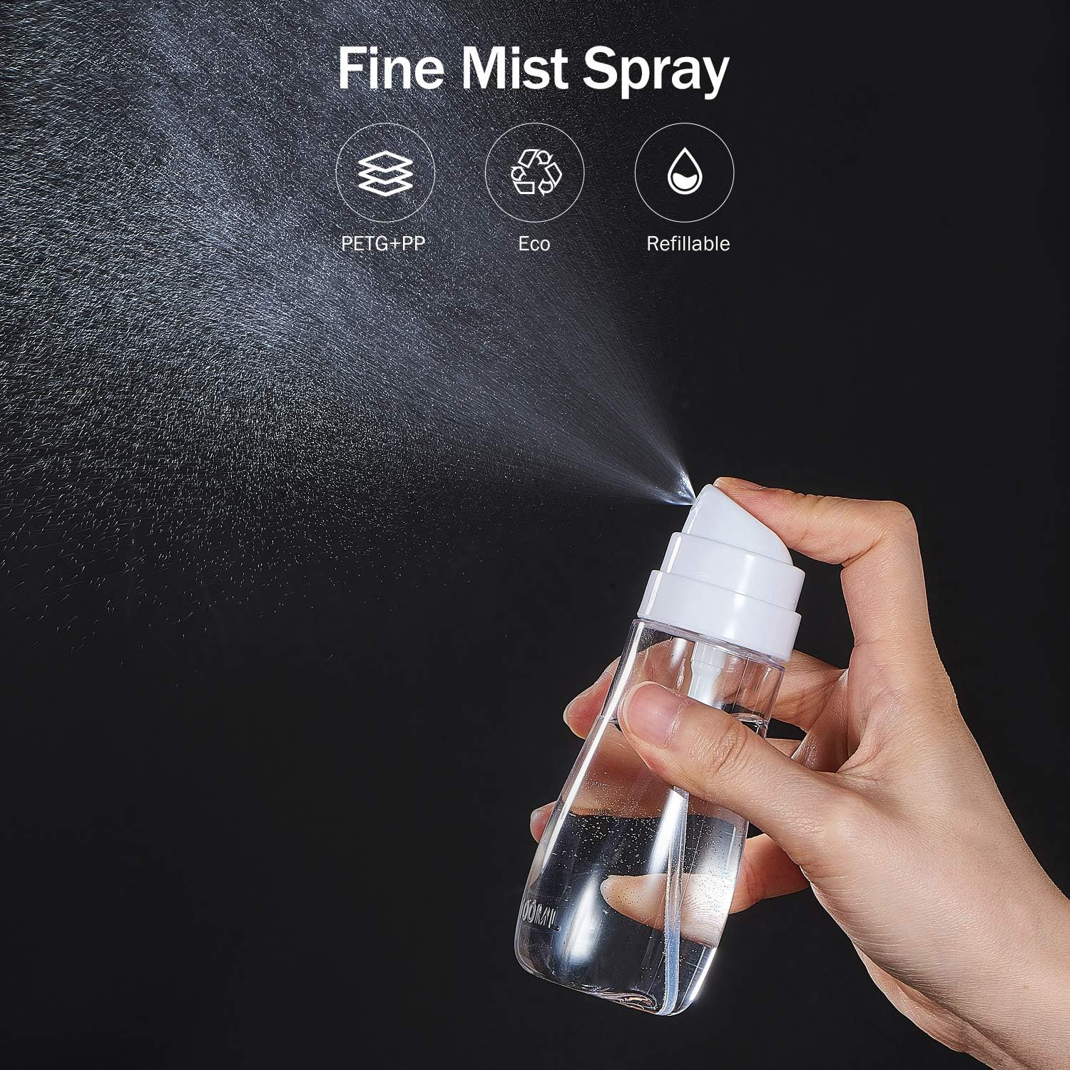 Small Spray Bottle with Fine Mist, 2 Pack 3.4Oz/100Ml TSA Approved Travel Size,