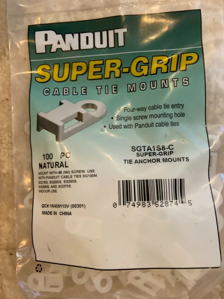 NEW Panduit SGTA1S8-C Cable Tie Mounts, 100 COUNT