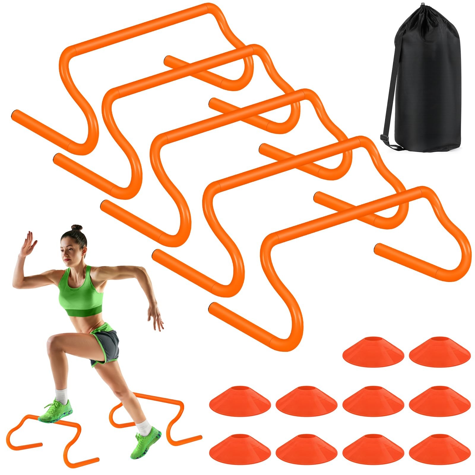 SMTPDT Agility Hurdles Training Equipment - 5 Speed and 10 Orange