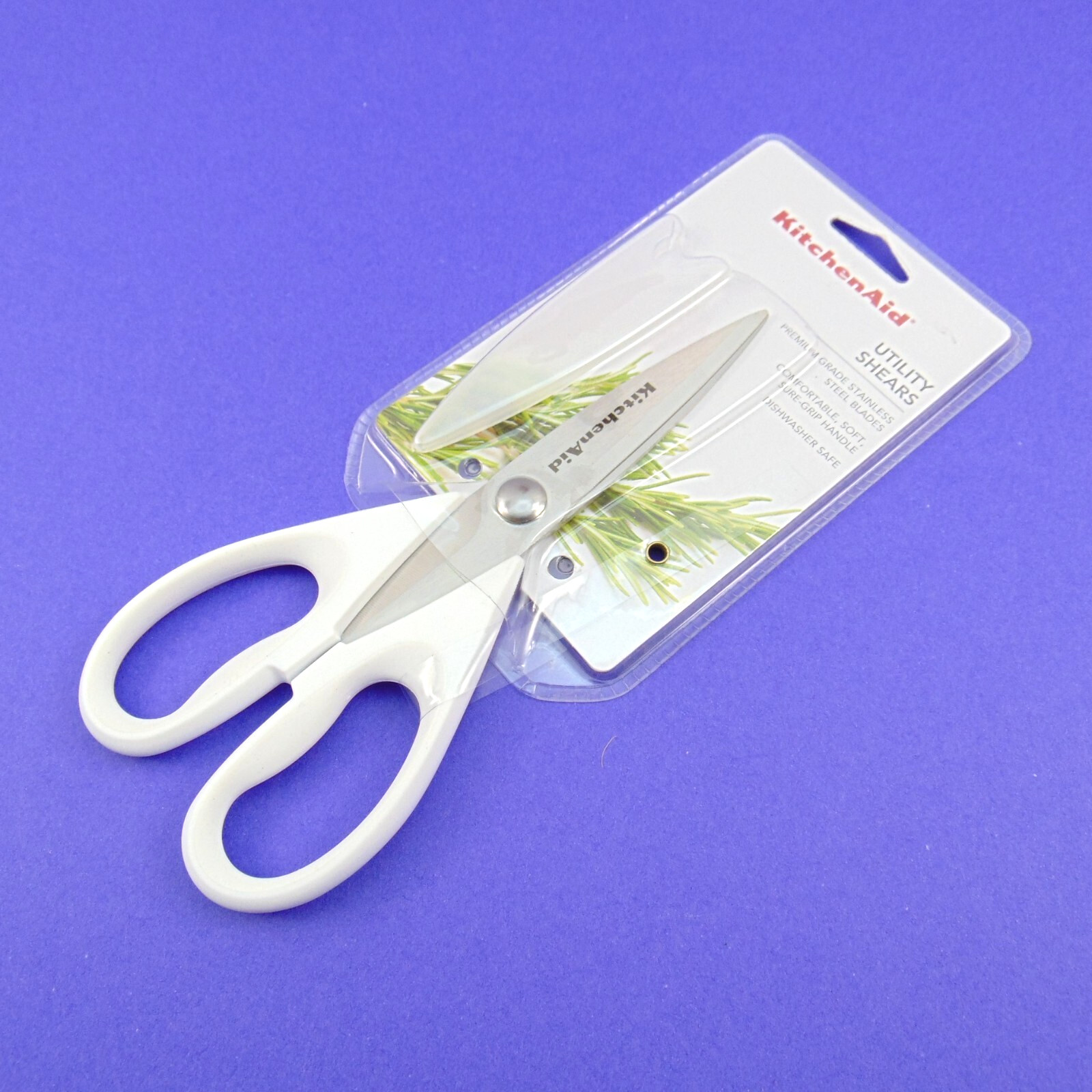 KitchenAid Utility Kitchen Shears Scissors White Handle Stainless Steel Blades