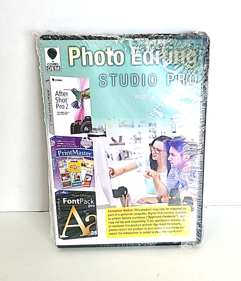 COREL OEM SOFTWARE PHOTO EDITING STUDIO PRO AFTERSHOT PRO PRINTMASTER FONTPACK