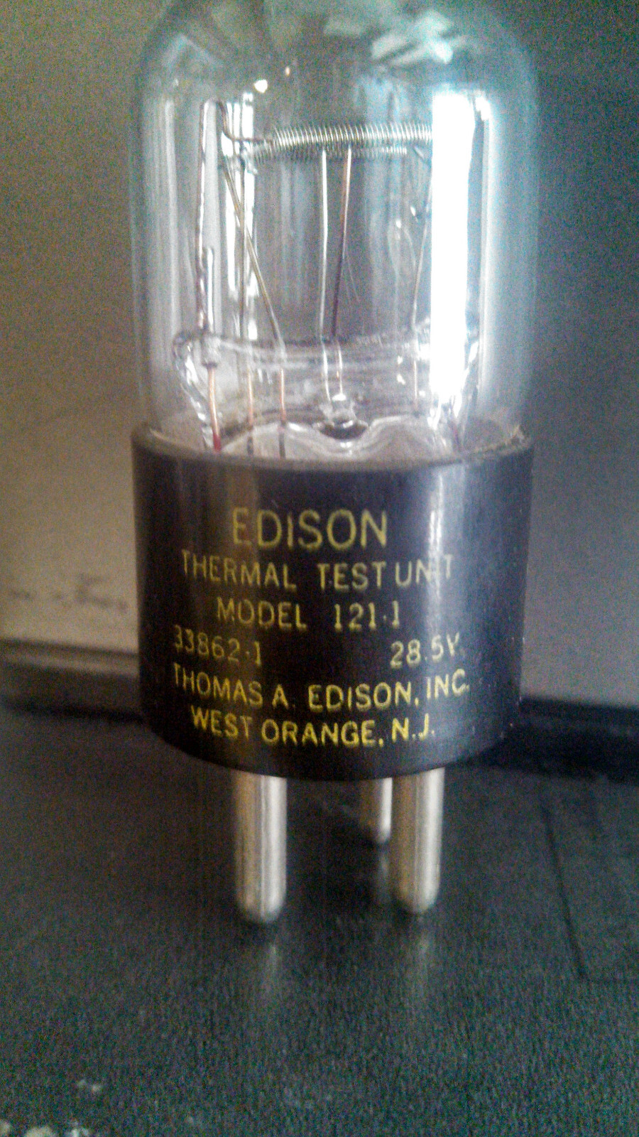Thomas A Edison 121-1 33862-1 Thermal Test Unit.   Vacuum Tube computer part.