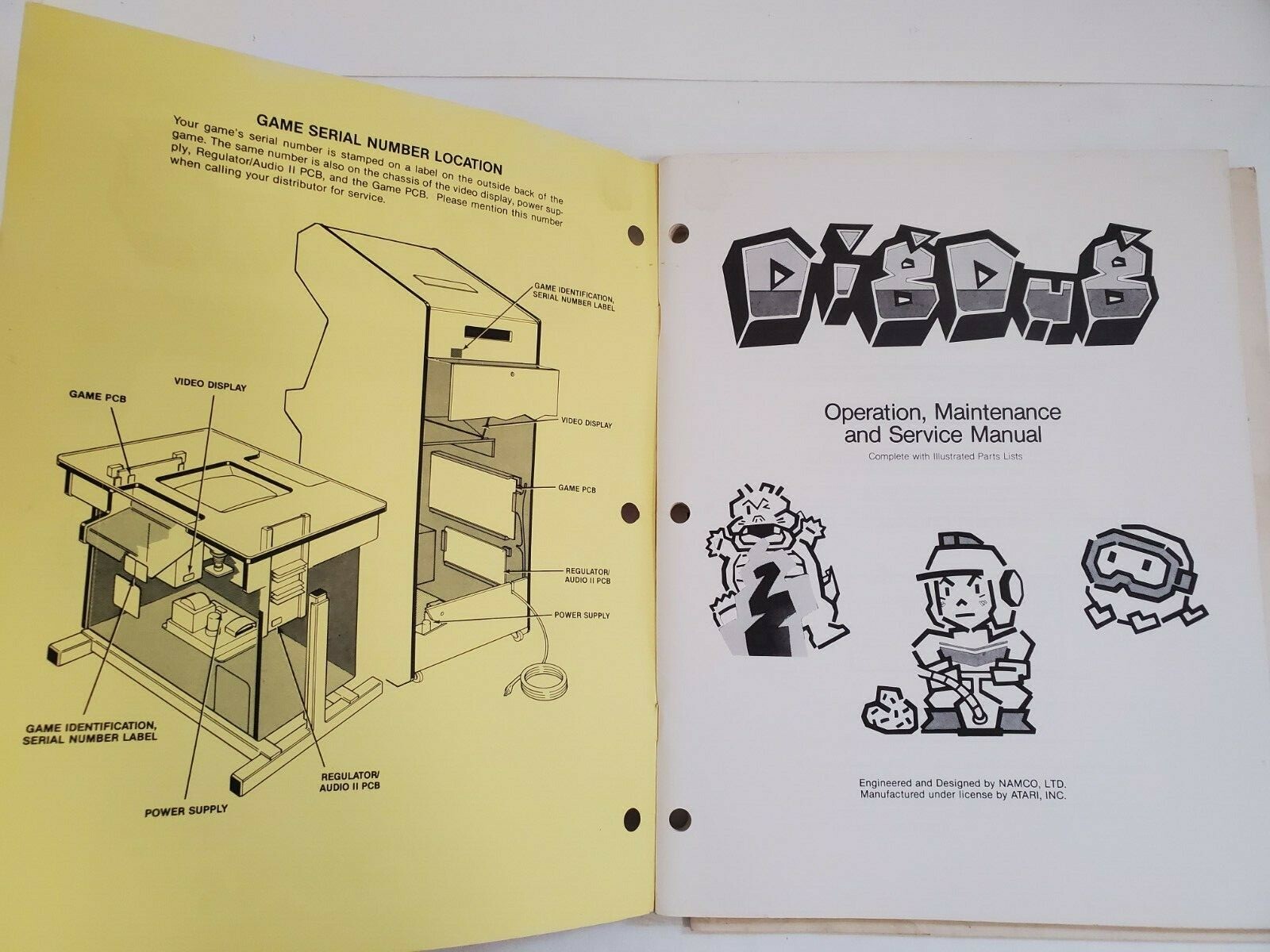 ATARI DIG DUG ARCADE VIDEO GAME OPERATION MAINTENANCE SERVICE MANUAL & SCHEMATIC