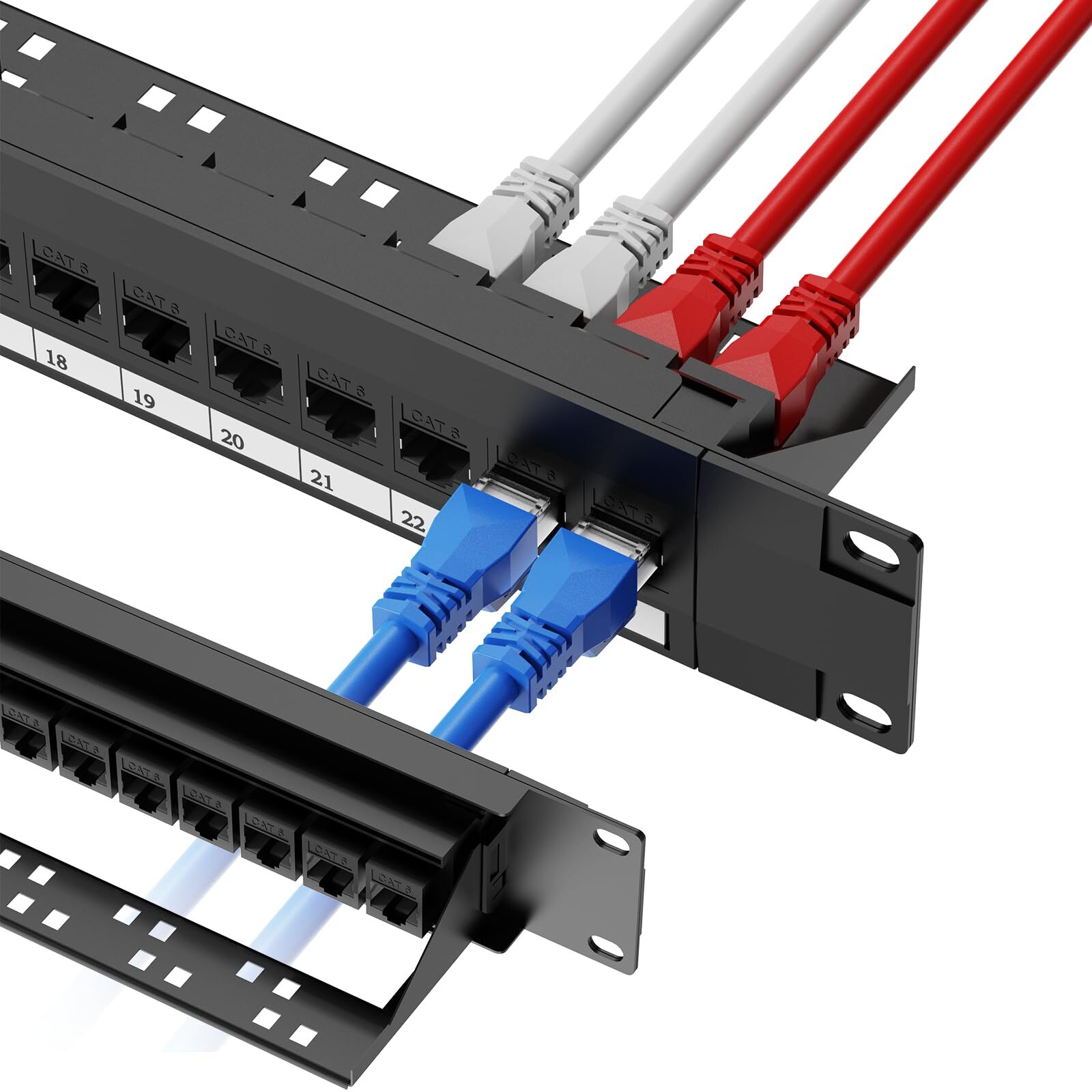 Patch Panel 24 Port Cat6 With Rj45 Passthru Coupler Keystone 1u Network Patch Pa