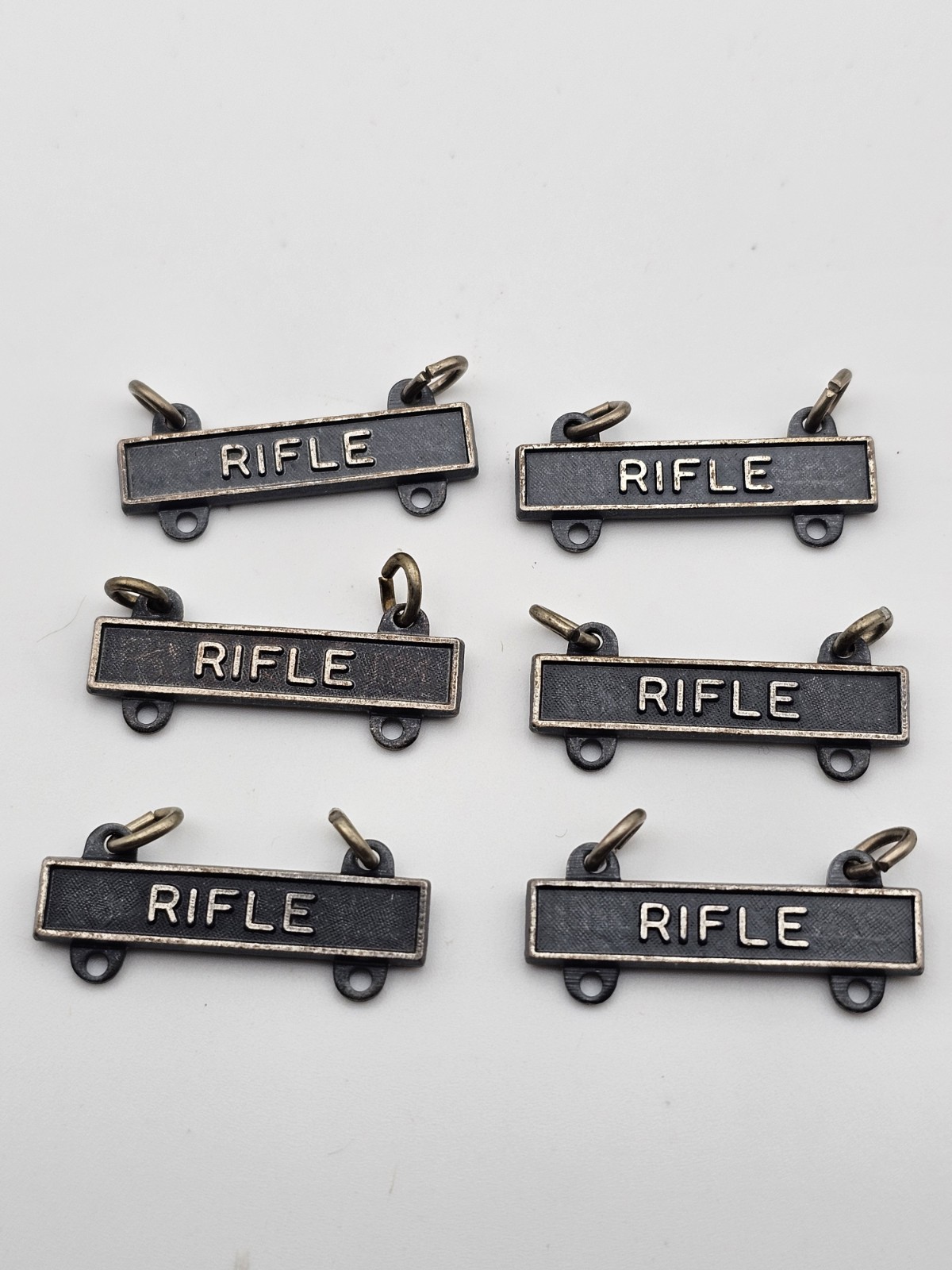 Lot of 6 GENUINE U.S. ARMY QUALIFICATION BAR: RIFLE - SILVER OXIDIZED FINISH