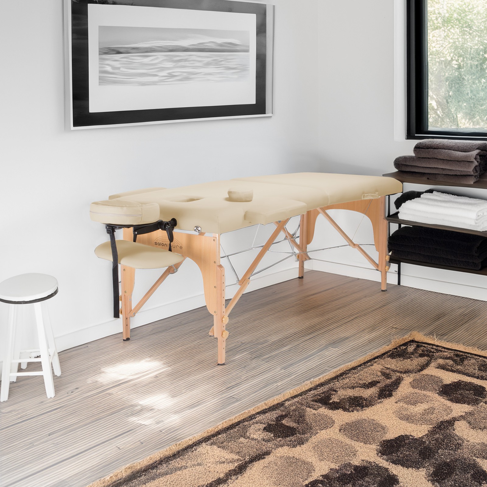 OPEN BOX - Cream Portable Massage Table with Carrying Case