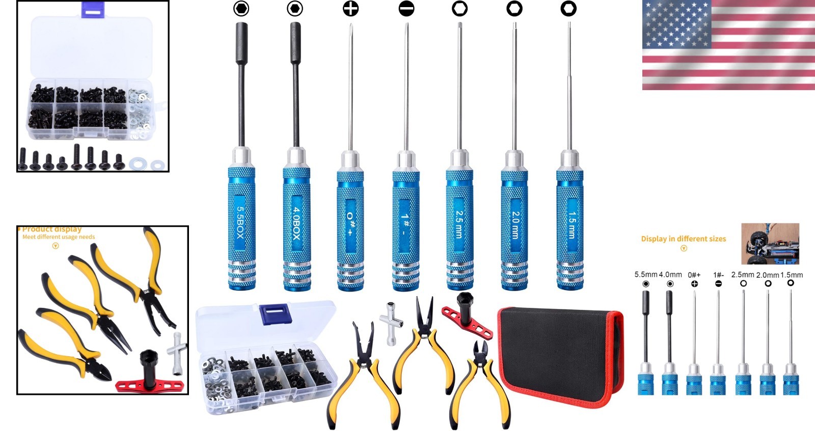 Versatile RC Tool Bag with Screwdrivers, Pliers, and Wrenches for Easy Repairs