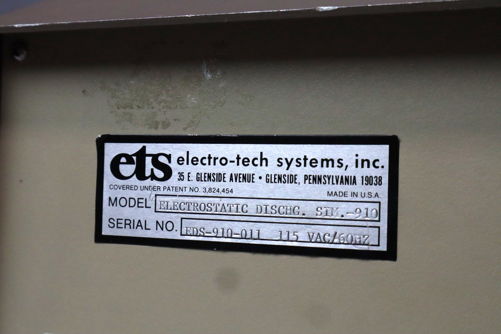 ETS EDS Simulator Model 910 | FOR PARTS ONLY