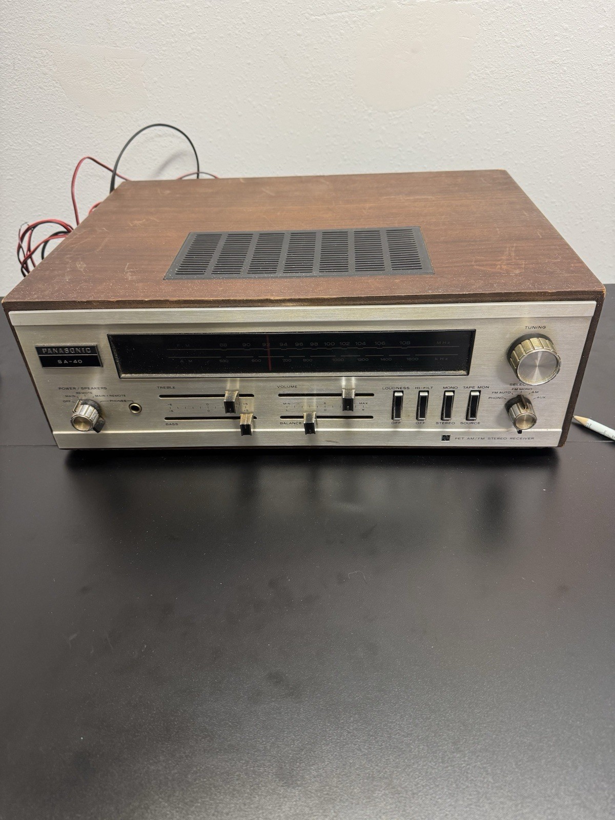 Panasonic SA-40 Solid State AM/FM Stereo Receiver Vintage 1970s Wood Case Japan