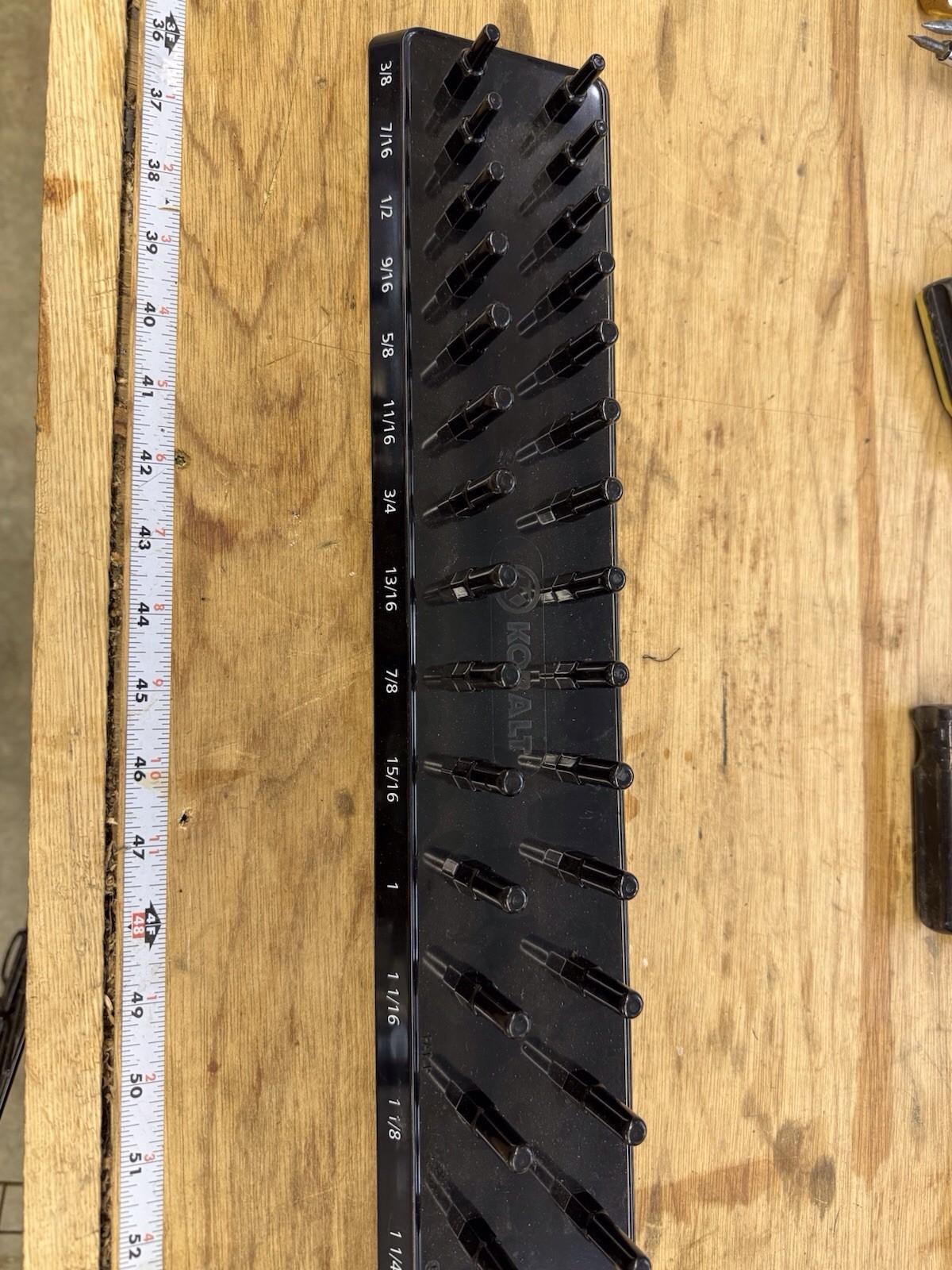 New Kobalt 1/2” Drive Socket Tray Holder Organizer Black SAE Deep And Short