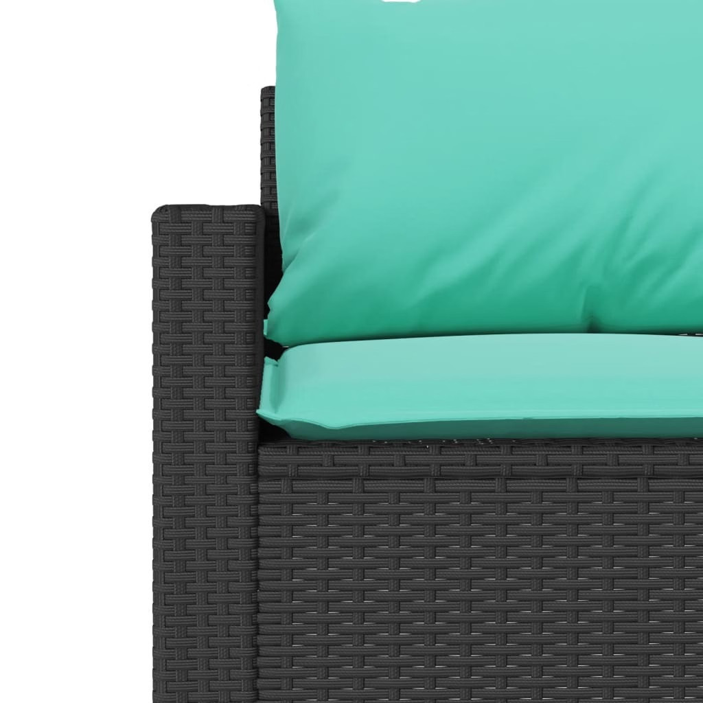 Patio Sofa with Cushions 3-Seater Black Poly Rattan