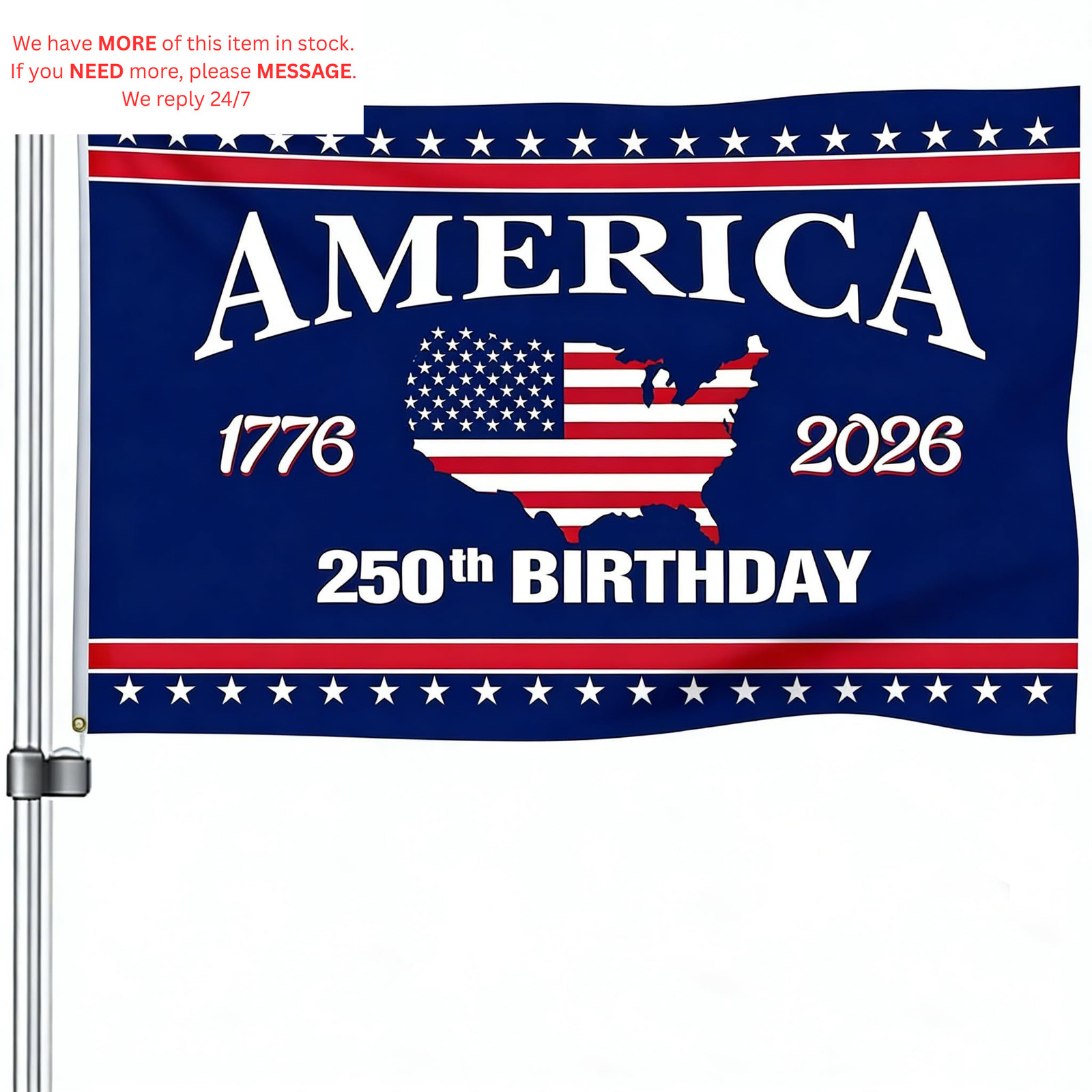 250 Anniversary USA Flag 3x5 250th 36 inches by 60 inches, A-Red White Blue