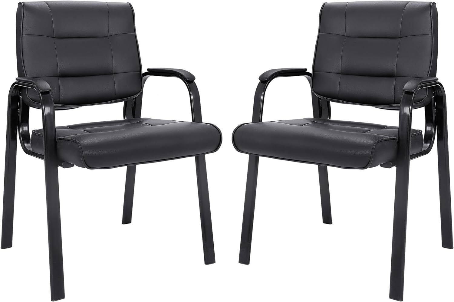 Set of 4 Office Guest Chairs Side Chairs Leather Executive Reception Chair Black