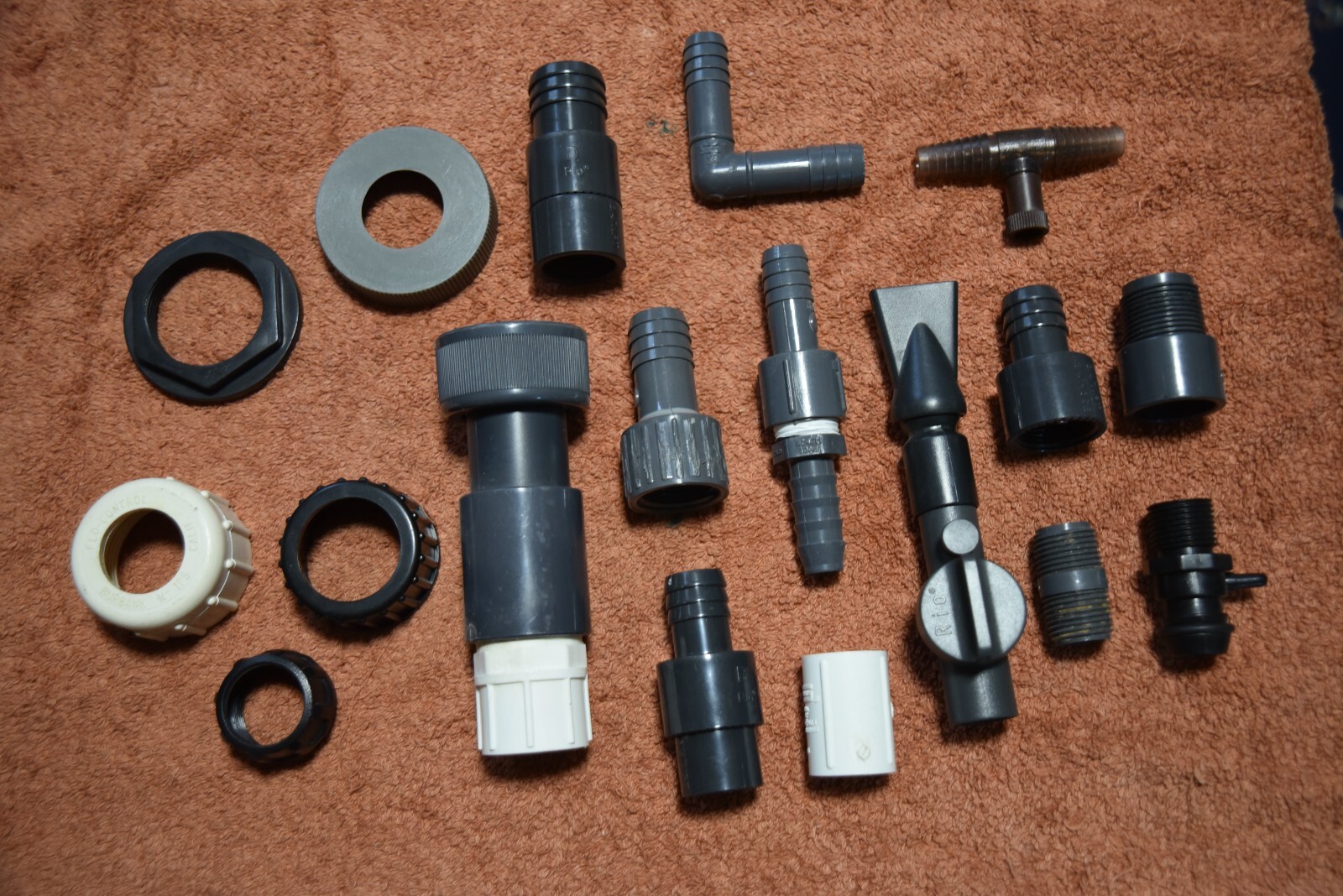 AQUARIUM PVC-PLASTIC PARTS 18 VARIED SIZES NEW/A1 USED HARD-TO-FIND SALE+SHIPPED